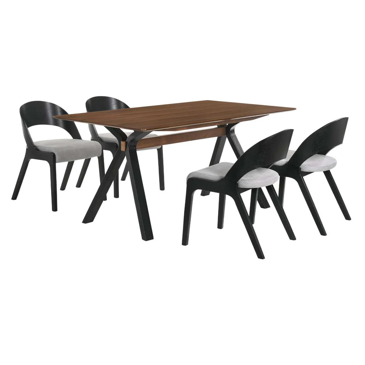 Laredo and Polly 5 Piece Black Rectangular Dining Set By Armen Living - Image 2