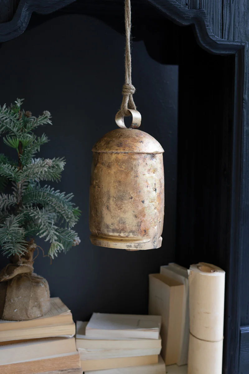 Large Antique Gold Christmas Bell - 12"T (Min 2) By Kalalou - Image 3