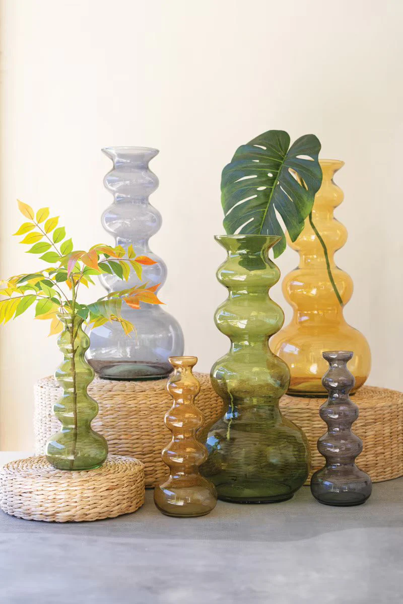 Large Glass Bubble Vase - Amber By Kalalou - Image 2