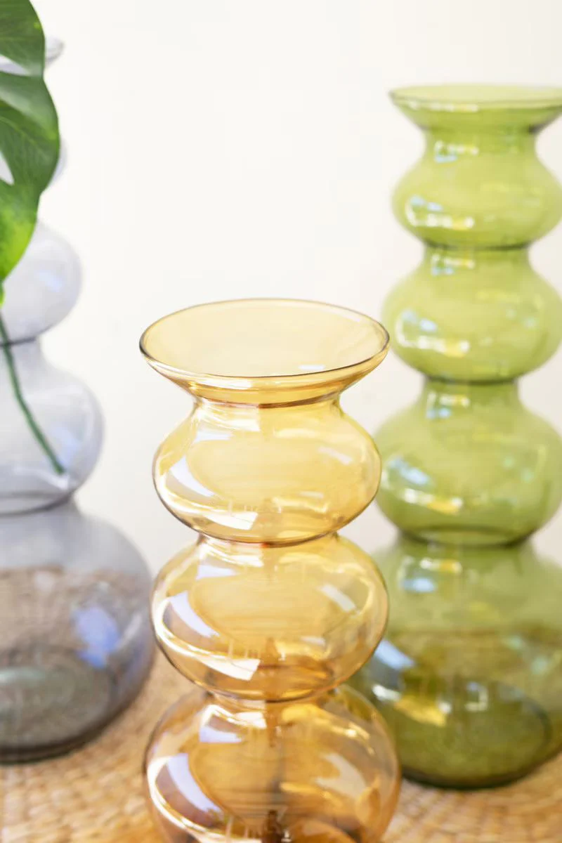 Large Glass Bubble Vase - Amber By Kalalou - Image 4