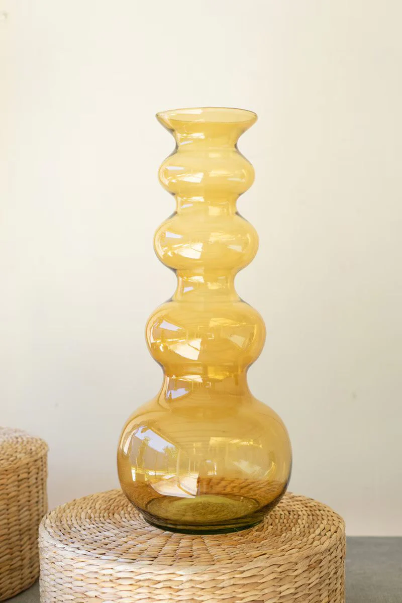 Large Glass Bubble Vase - Amber By Kalalou - Image 5