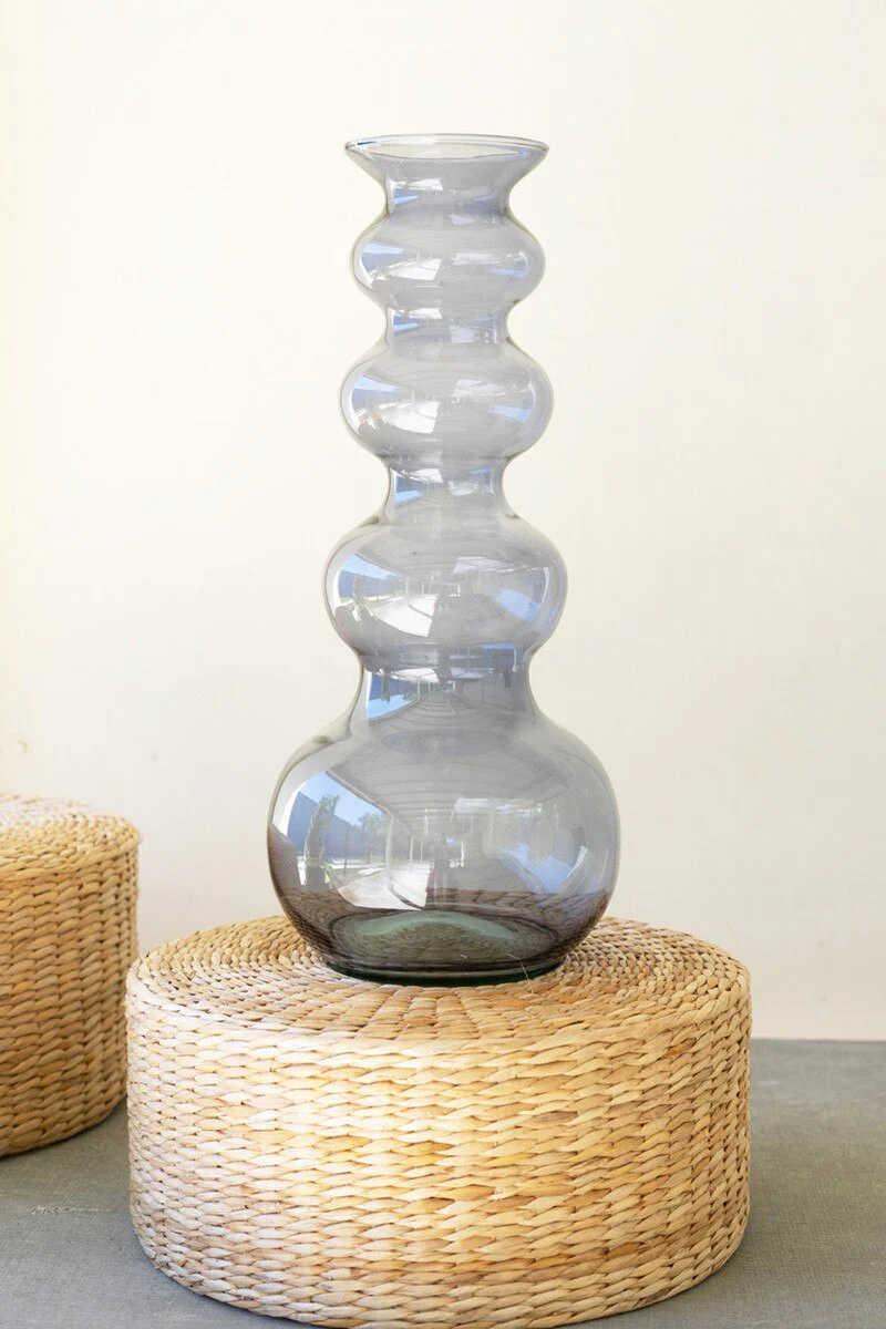 Large Glass Bubble Vase -  Blue By Kalalou - Image 4