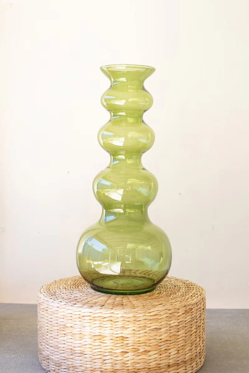 Large Glass Bubble Vase - Green By Kalalou - Image 4