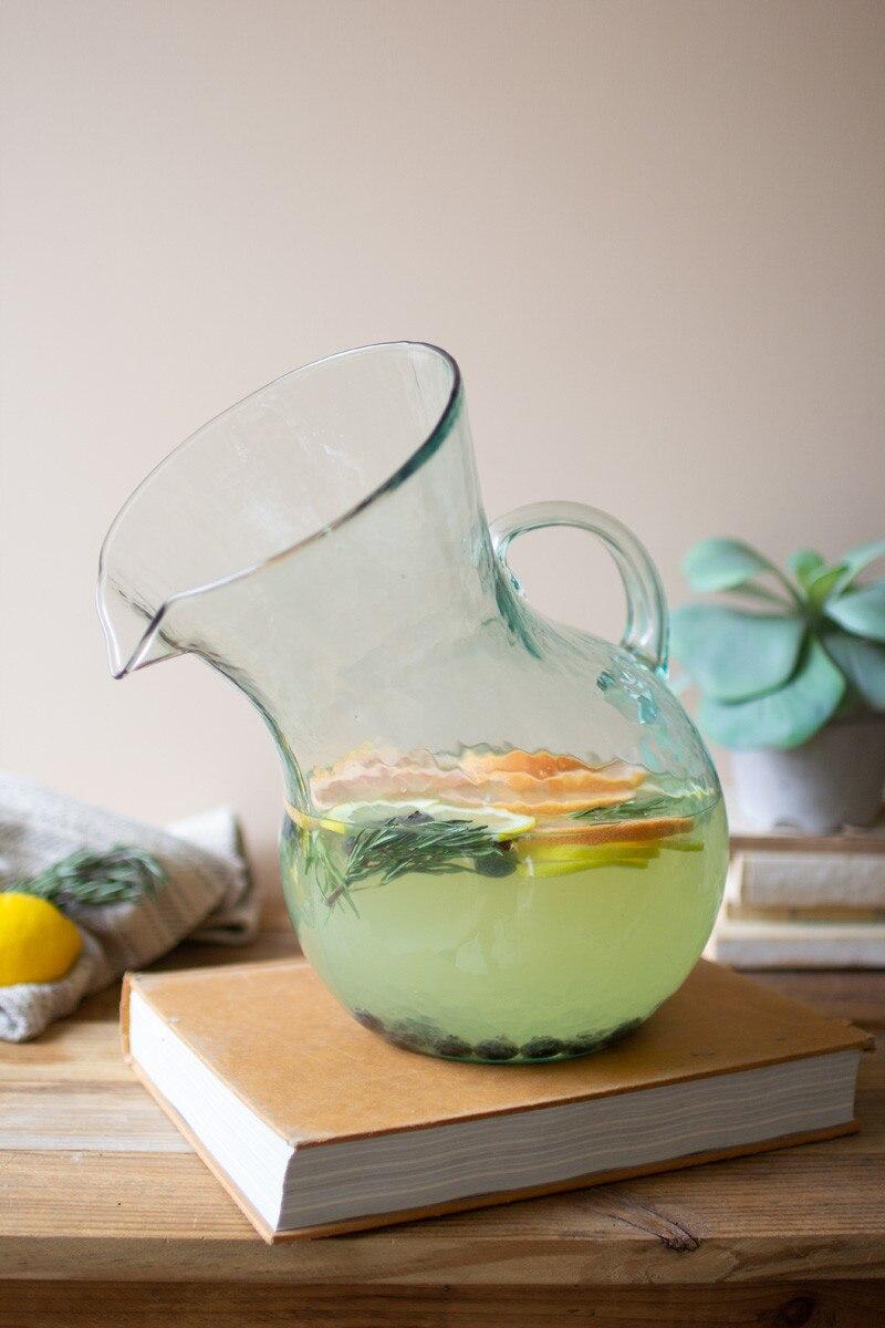 Large Glass Tilted Pitcher (Min 2) By Kalalou - Image 4
