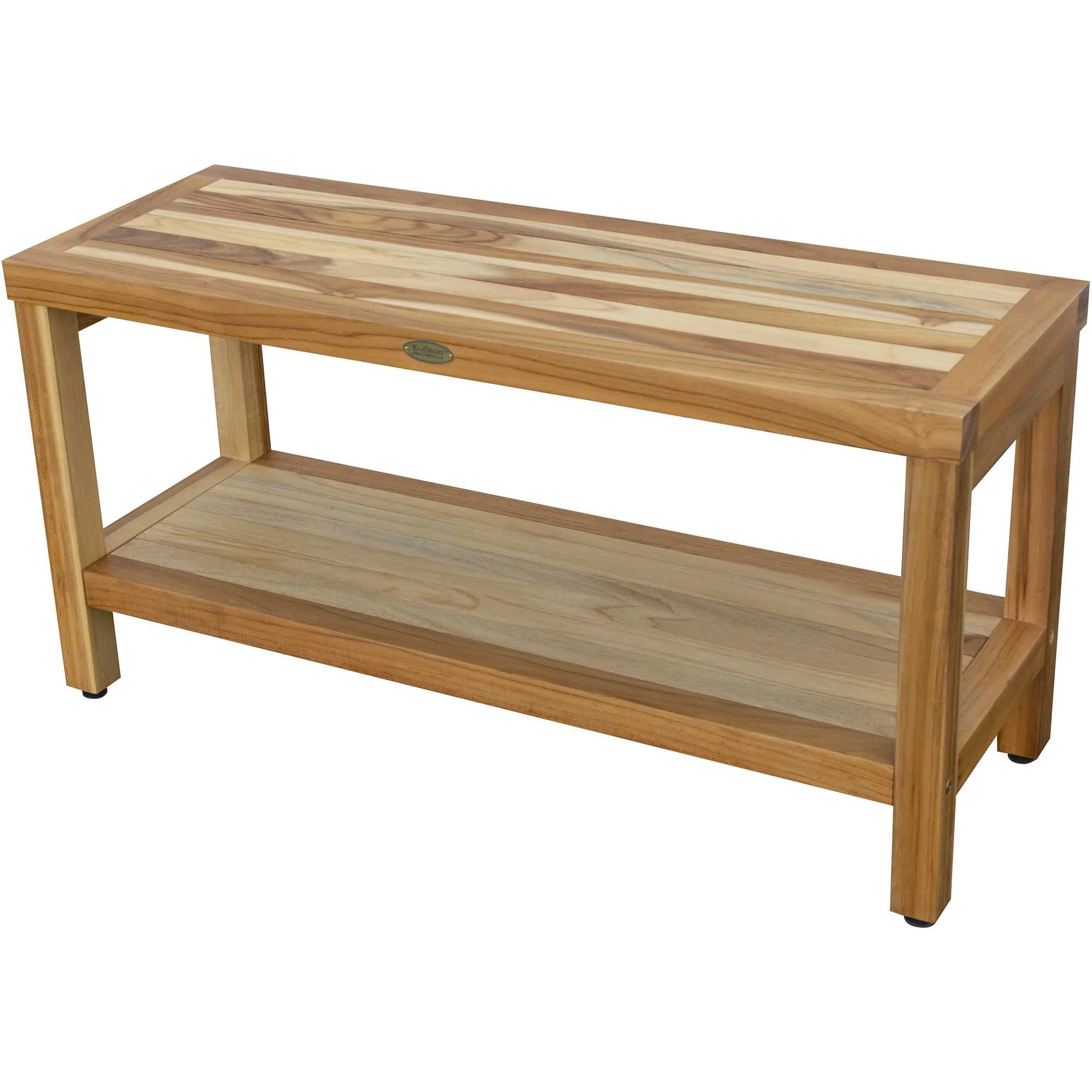 Large Rectangular Teak Bench with Shelf in Natural Finish By Homeroots - Image 3