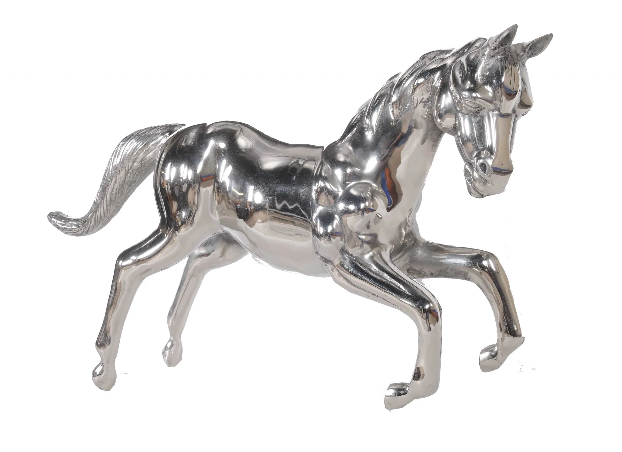 Large Silver Horse Statue By Homeroots - Image 4