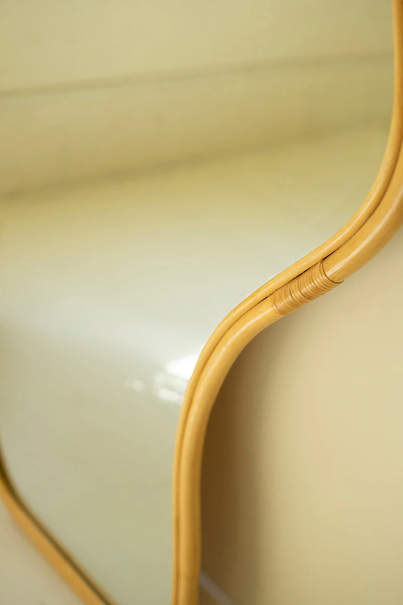 Large Wavy Rattan Floor Mirror By Kalalou - Image 2