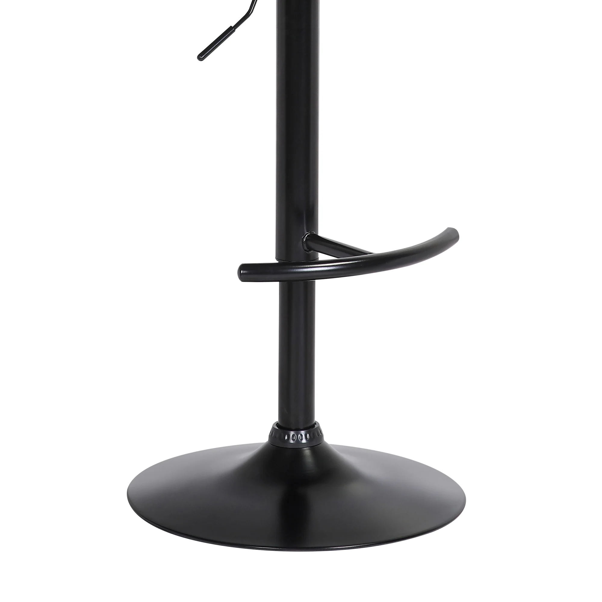 Larisa Adjustable Black Wood Bar Stool in Black Faux Leather with Golden Bronze and Black Metal By Armen Living - Image 7