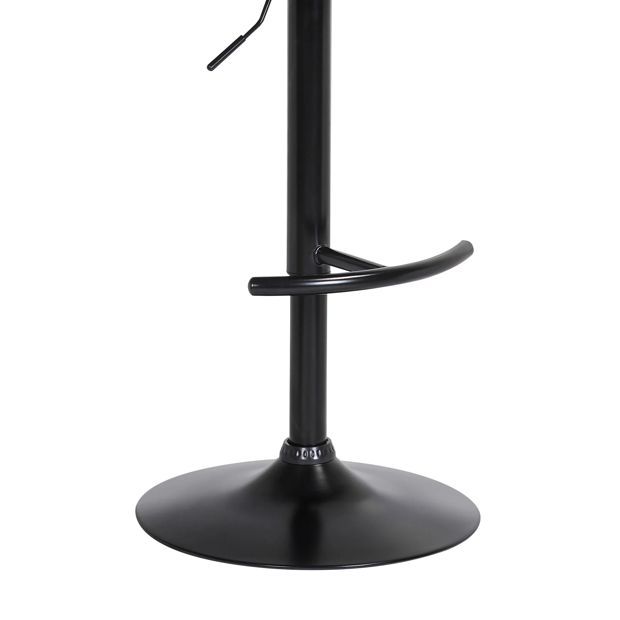 Larisa Adjustable Walnut Wood Bar Stool in Black Faux Leather with Black Metal By Armen Living - Image 8