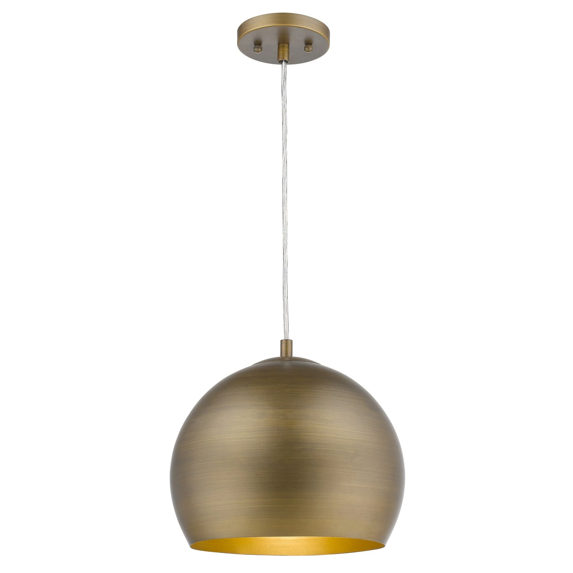 Latitude 1-Light Hand Painted Antique Gold Pendant With Gold Interior Shade By Homeroots - Image 3