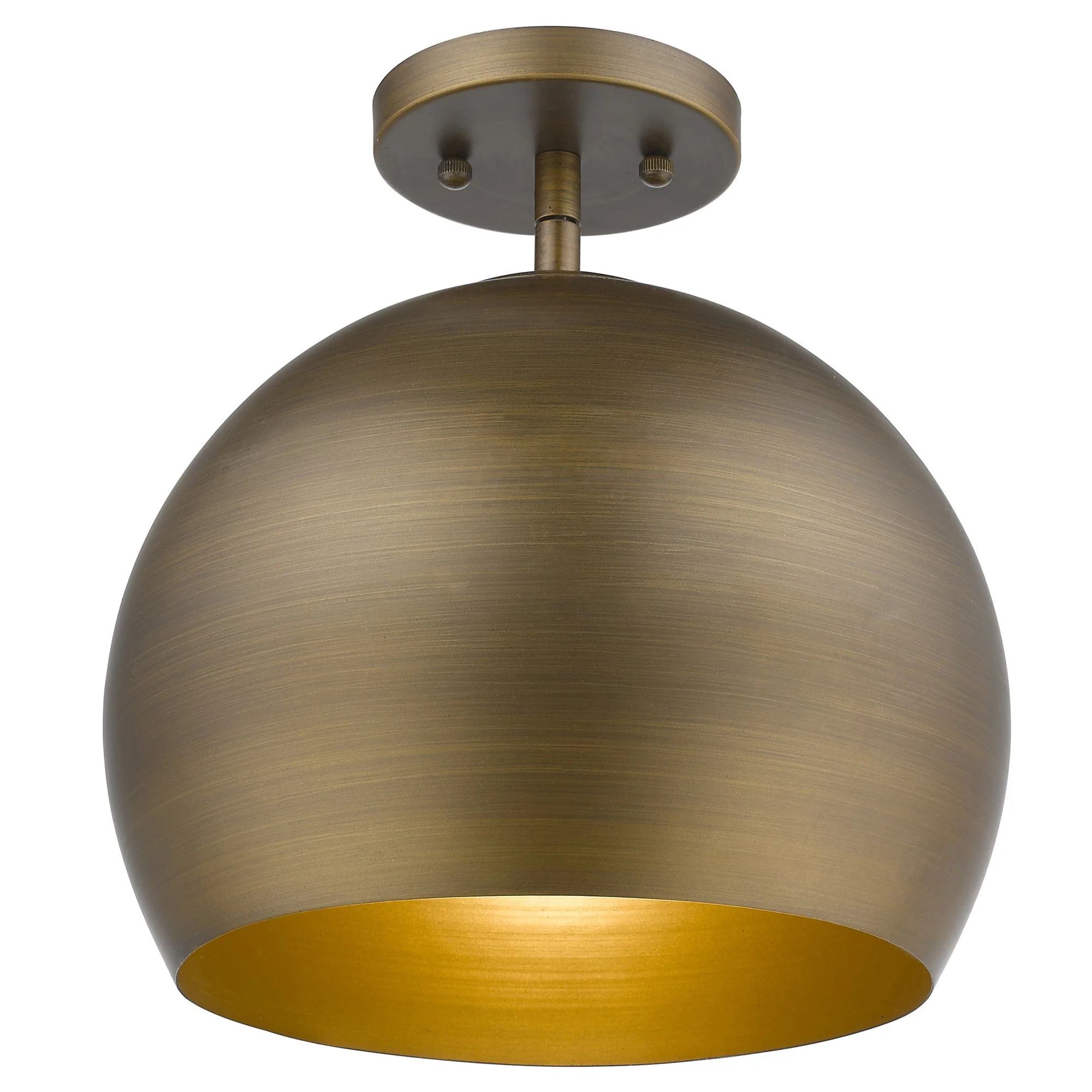 Latitude 1-Light Hand Painted Antique Gold Pendant With Gold Interior Shade By Homeroots - Image 5