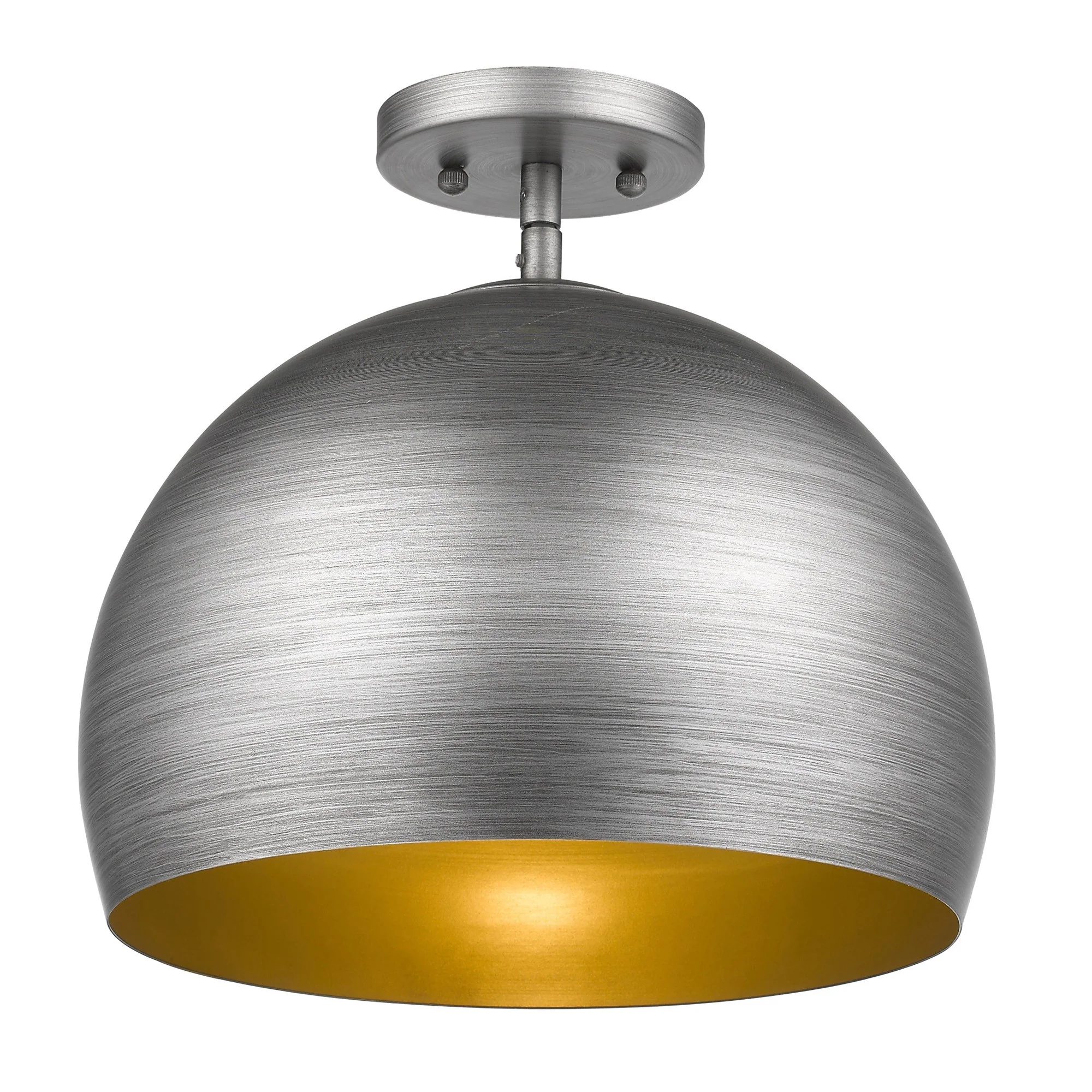 Latitude 1-Light Hand Painted Weathered Pewter Pendant With Gold Interior Shade (13.75") By Homeroots - Image 3