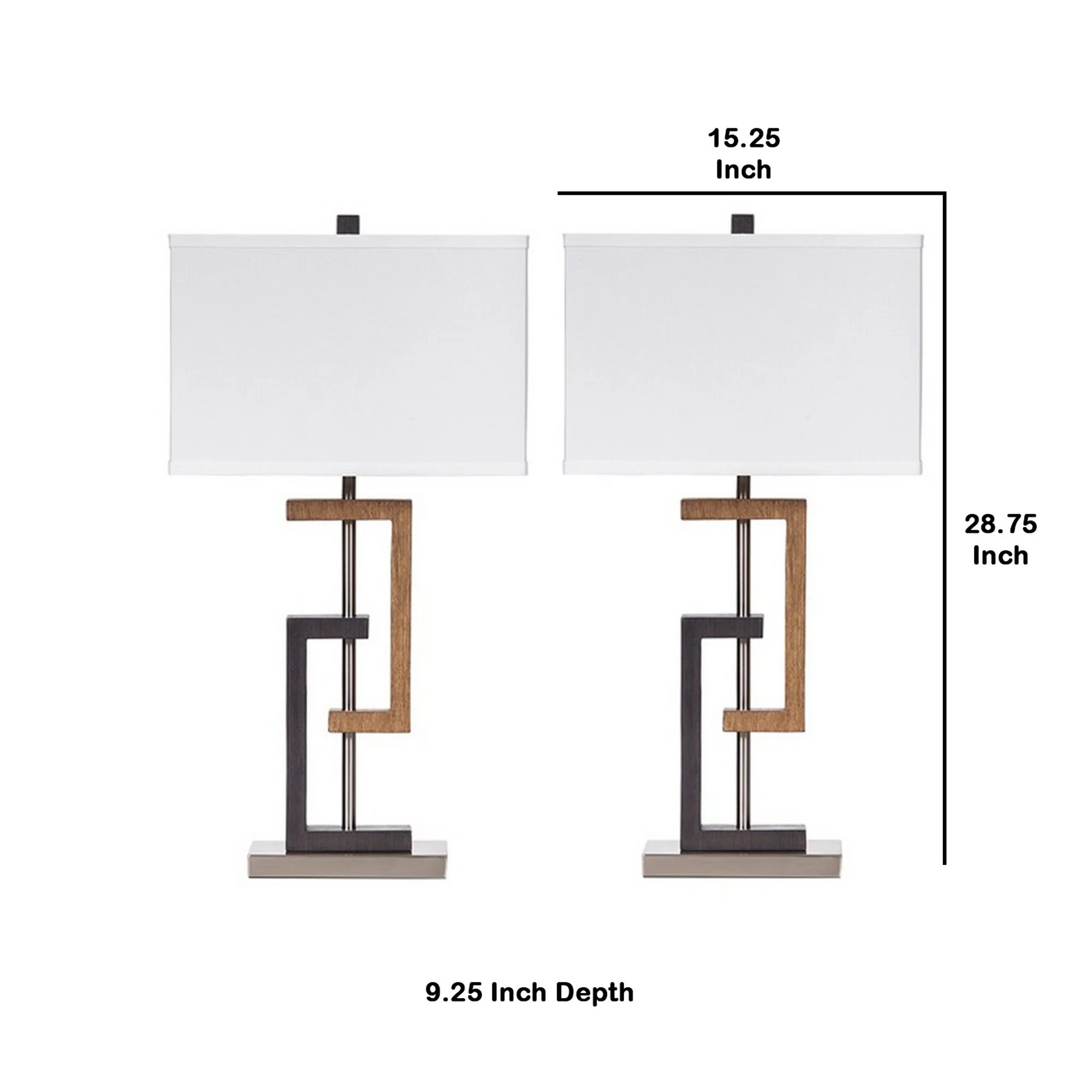 Lattice Base Hardback Table Lamp Set Of 2 Brown And Silver By Benzara - Image 4