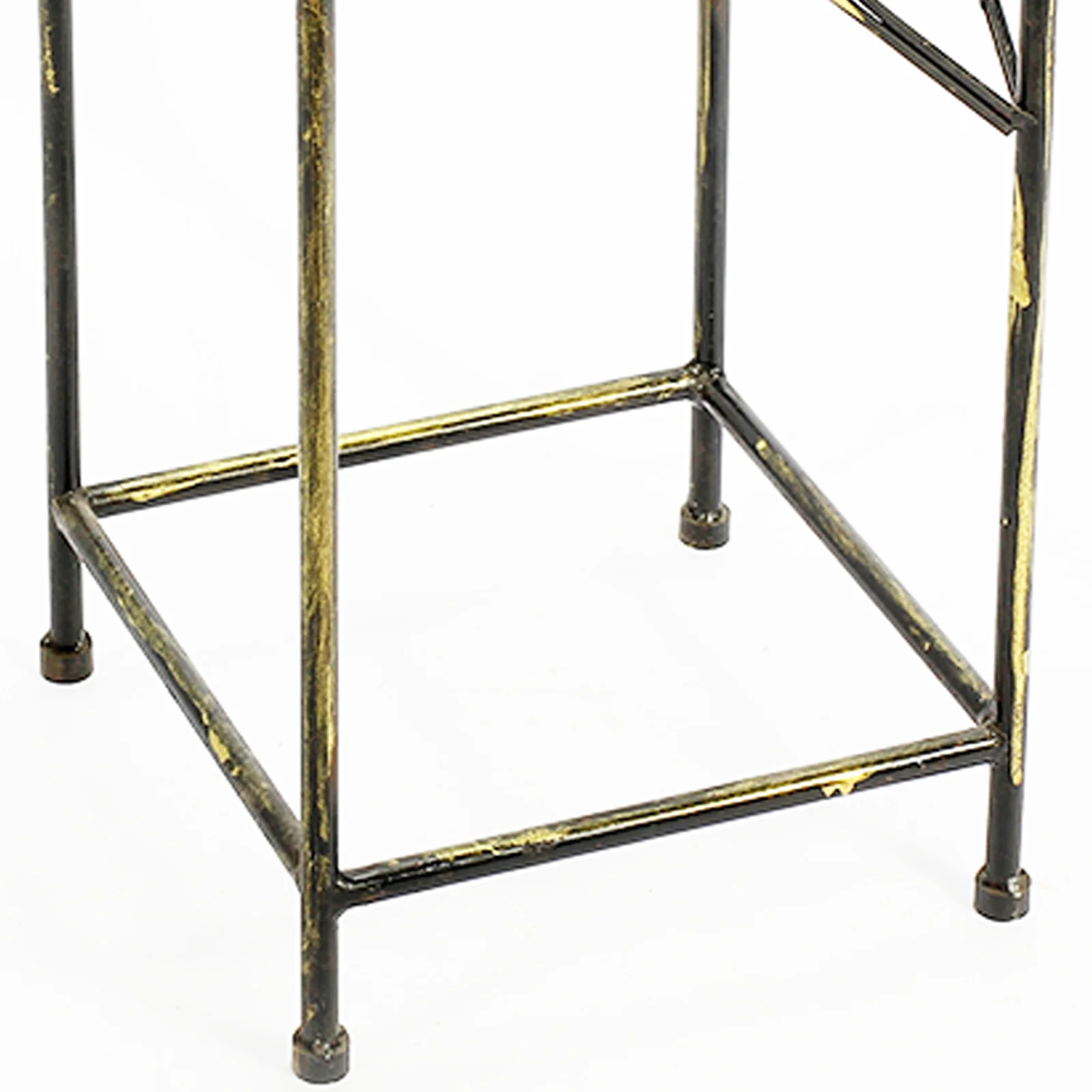Lattice Cut Square Top Plant Stand With Tubular Legs, Medium, Black By Benzara - Image 4