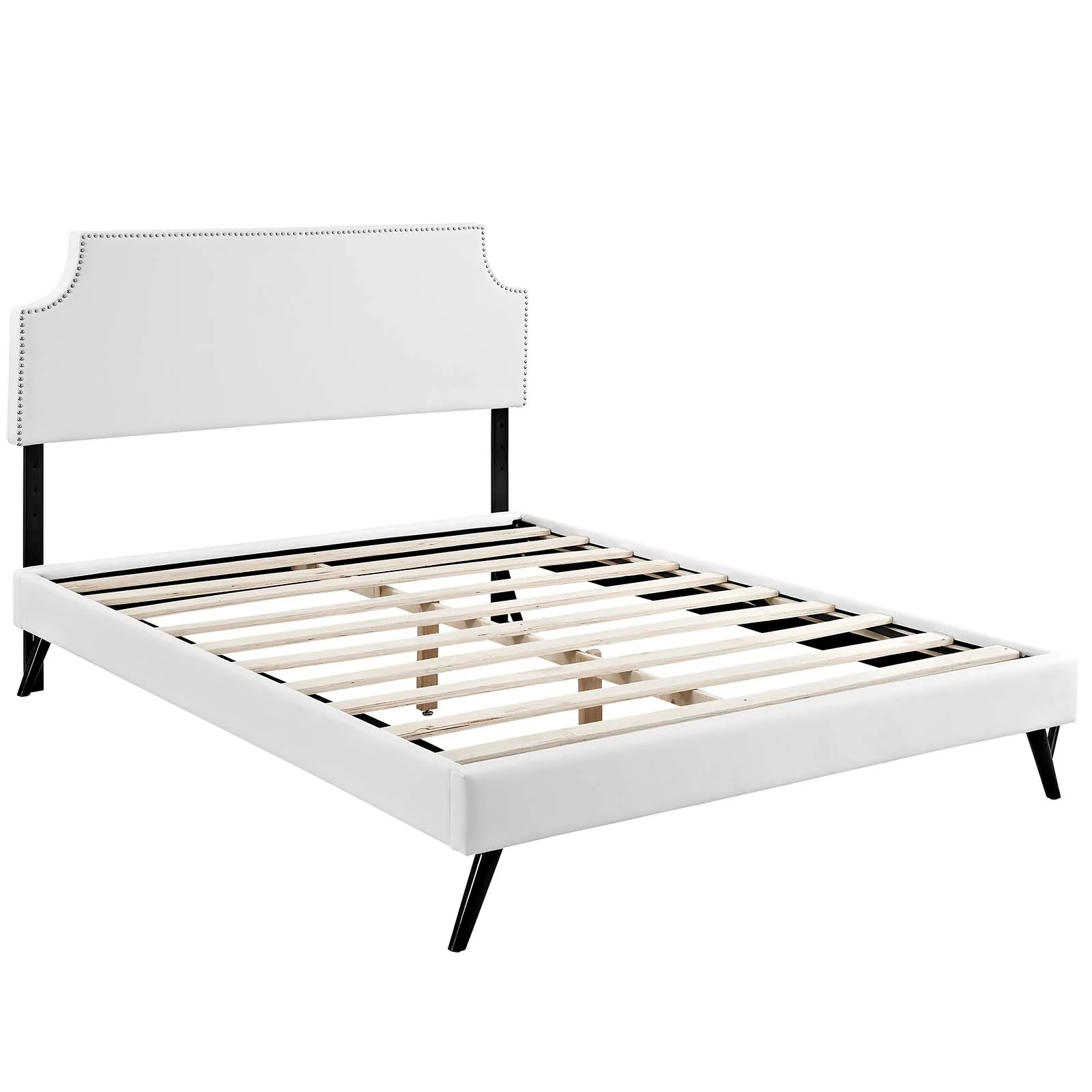 Laura Vinyl Full Platform Bed with Round Splayed Legs by Modway - Image 3