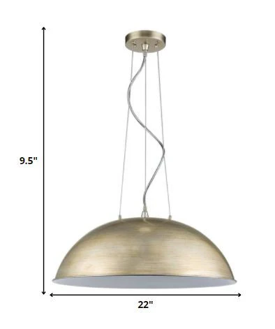 Layla 1-Light Washed Gold Bowl Pendant With Gloss White Interior Shade By Homeroots - Image 5