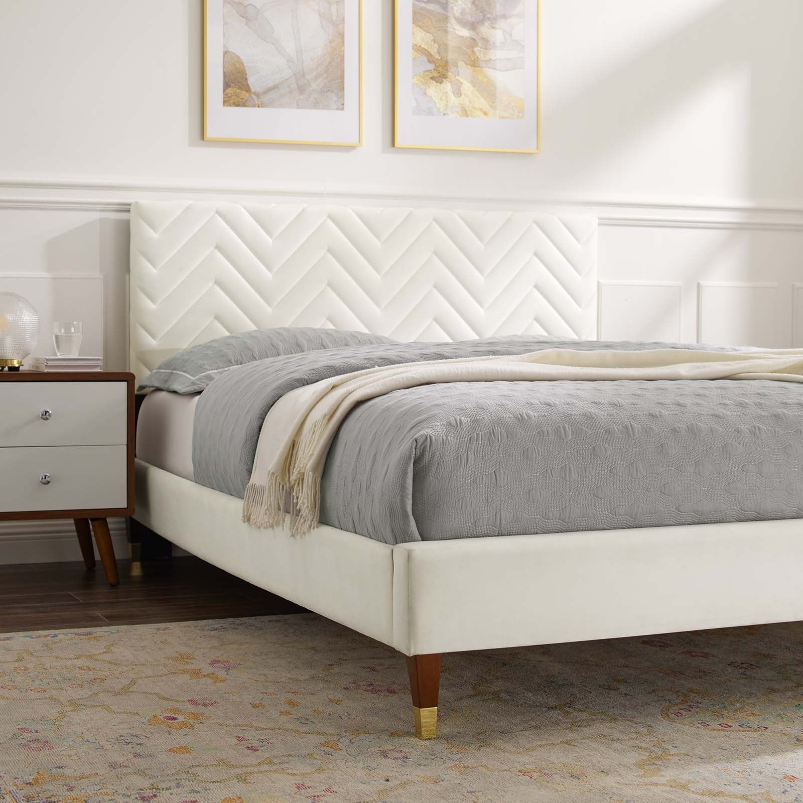 Leah Chevron Tufted Performance Velvet King Platform Bed By Modway - MOD-7005 - Image 31