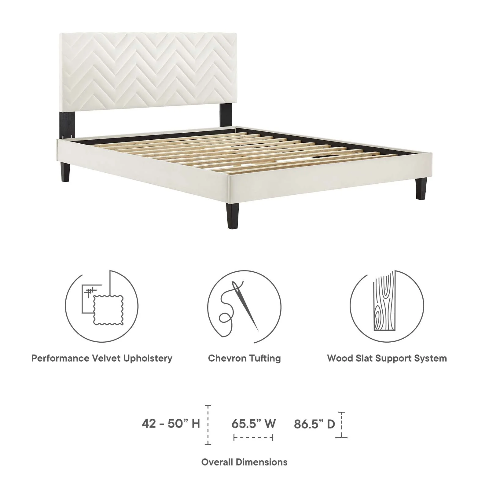 Leah Chevron Tufted Performance Velvet King Platform Bed By Modway - MOD-7009 - Image 30
