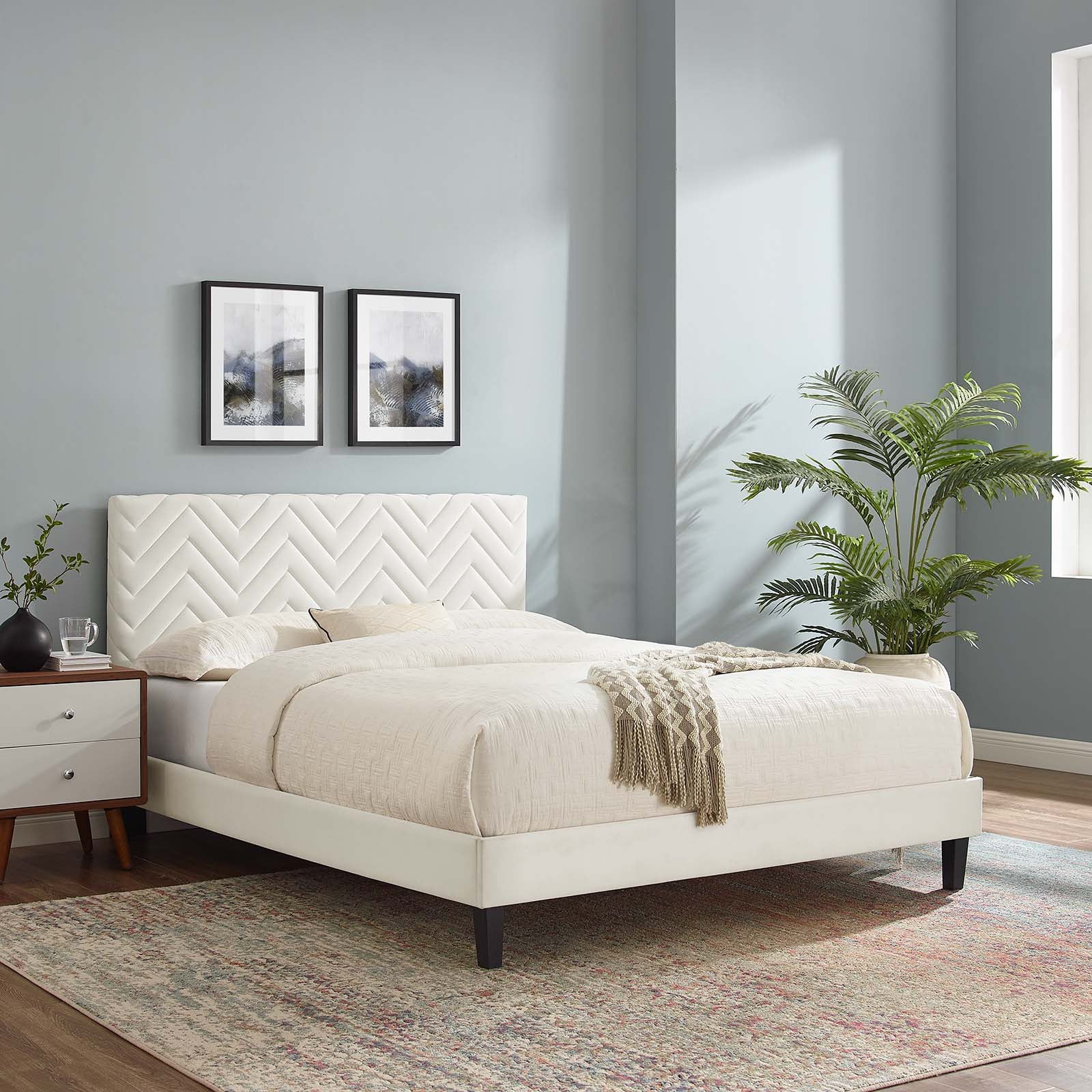 Leah Chevron Tufted Performance Velvet King Platform Bed By Modway - MOD-7009 - Image 32