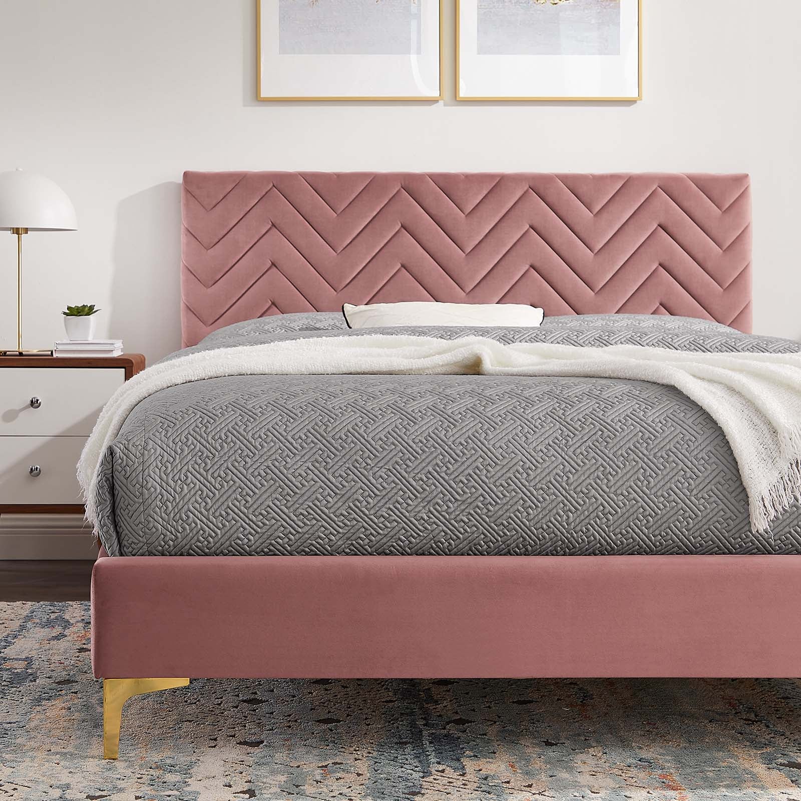 Leah Chevron Tufted Performance Velvet King Platform Bed By Modway - MOD-7013 - Image 15