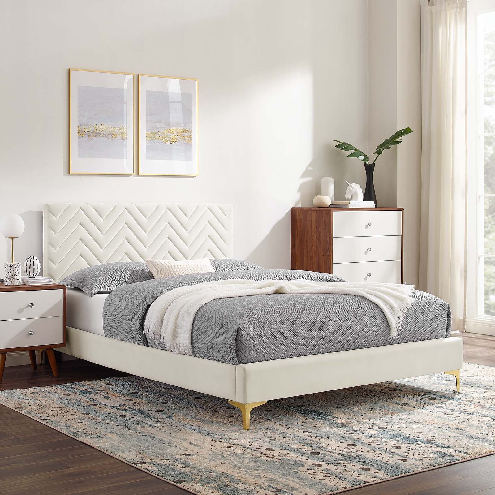 Leah Chevron Tufted Performance Velvet King Platform Bed By Modway - MOD-7013 - Image 32