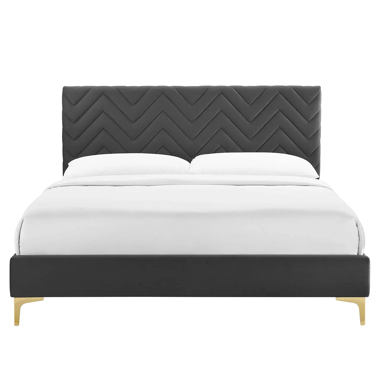 Leah Chevron Tufted Performance Velvet King Platform Bed By Modway - MOD-7013 - Image 4