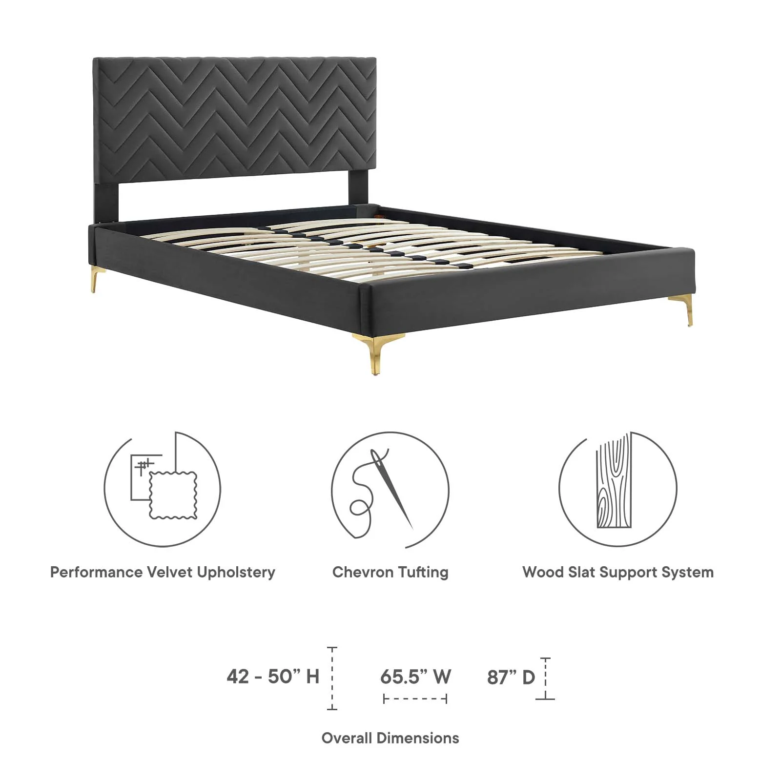 Leah Chevron Tufted Performance Velvet King Platform Bed By Modway - MOD-7013 - Image 7