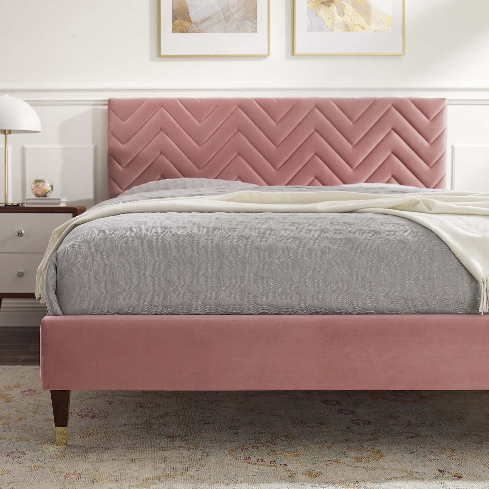 Leah Chevron Tufted Performance Velvet Queen Platform Bed By Modway - MOD-6969 - Image 15