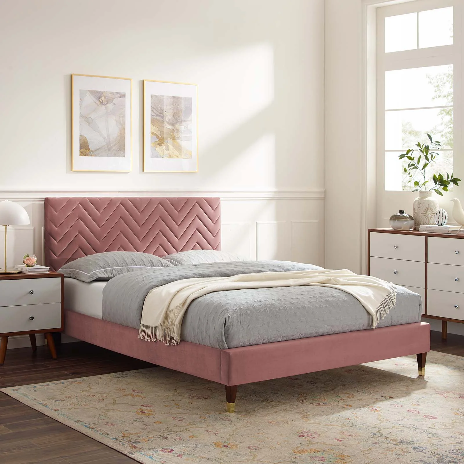 Leah Chevron Tufted Performance Velvet Queen Platform Bed By Modway - MOD-6969 - Image 16