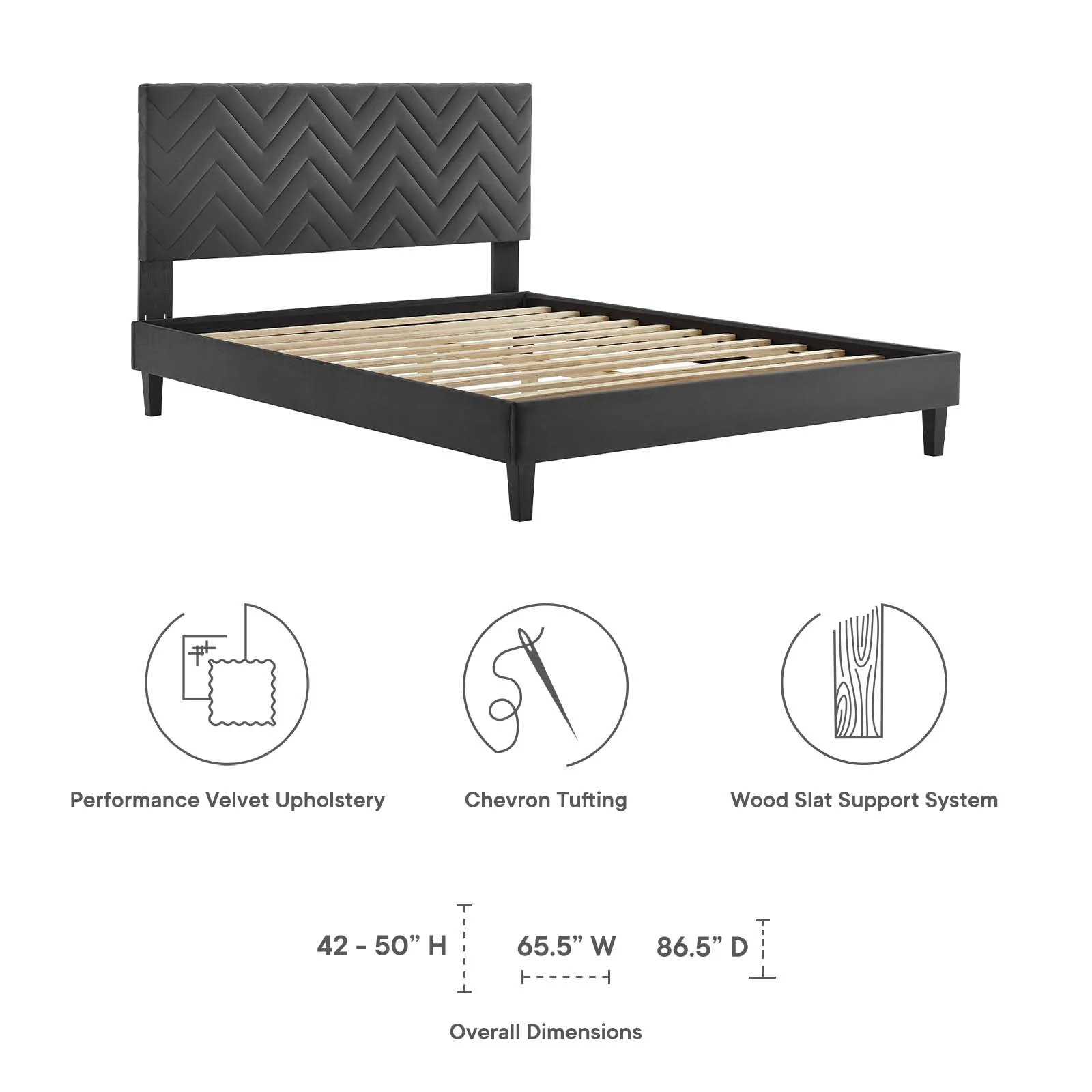 Leah Chevron Tufted Performance Velvet Queen Platform Bed By Modway - MOD-6973 - Image 7