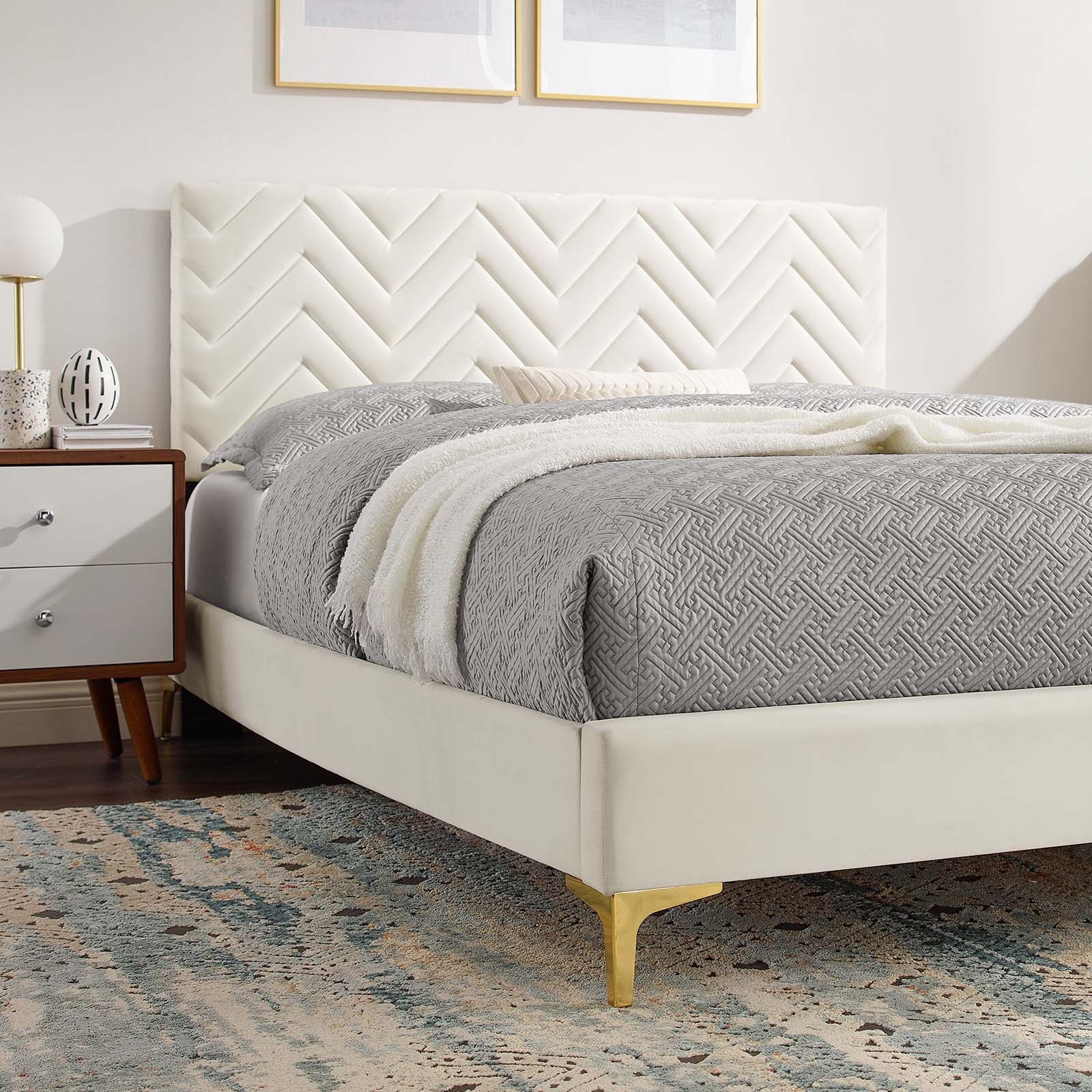 Leah Chevron Tufted Performance Velvet Queen Platform Bed By Modway - MOD-6977 - Image 31
