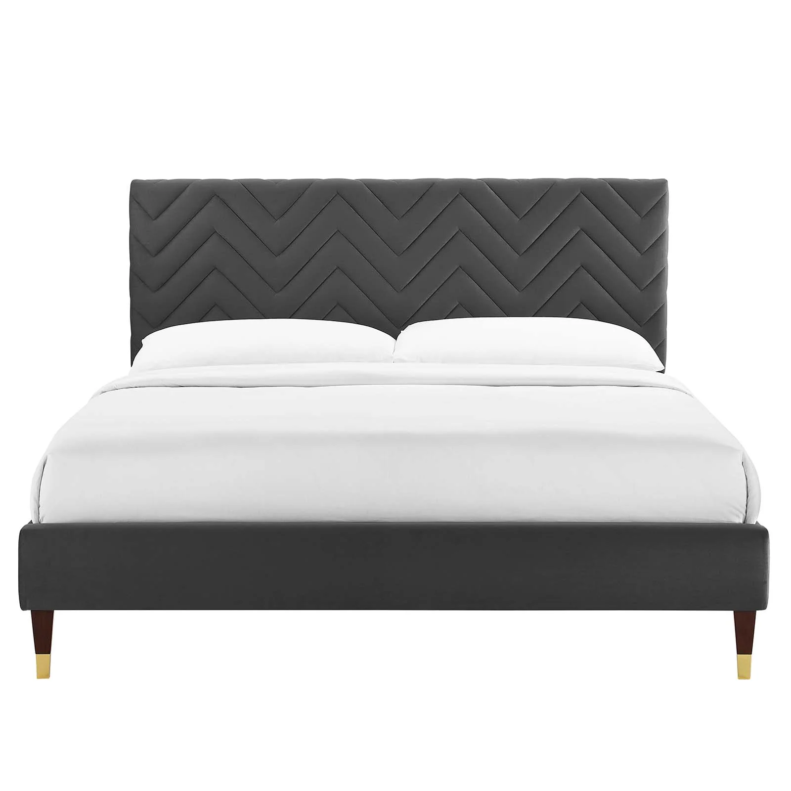 Leah Chevron Tufted Performance Velvet Twin Platform Bed By Modway - MOD-6981 - Image 4