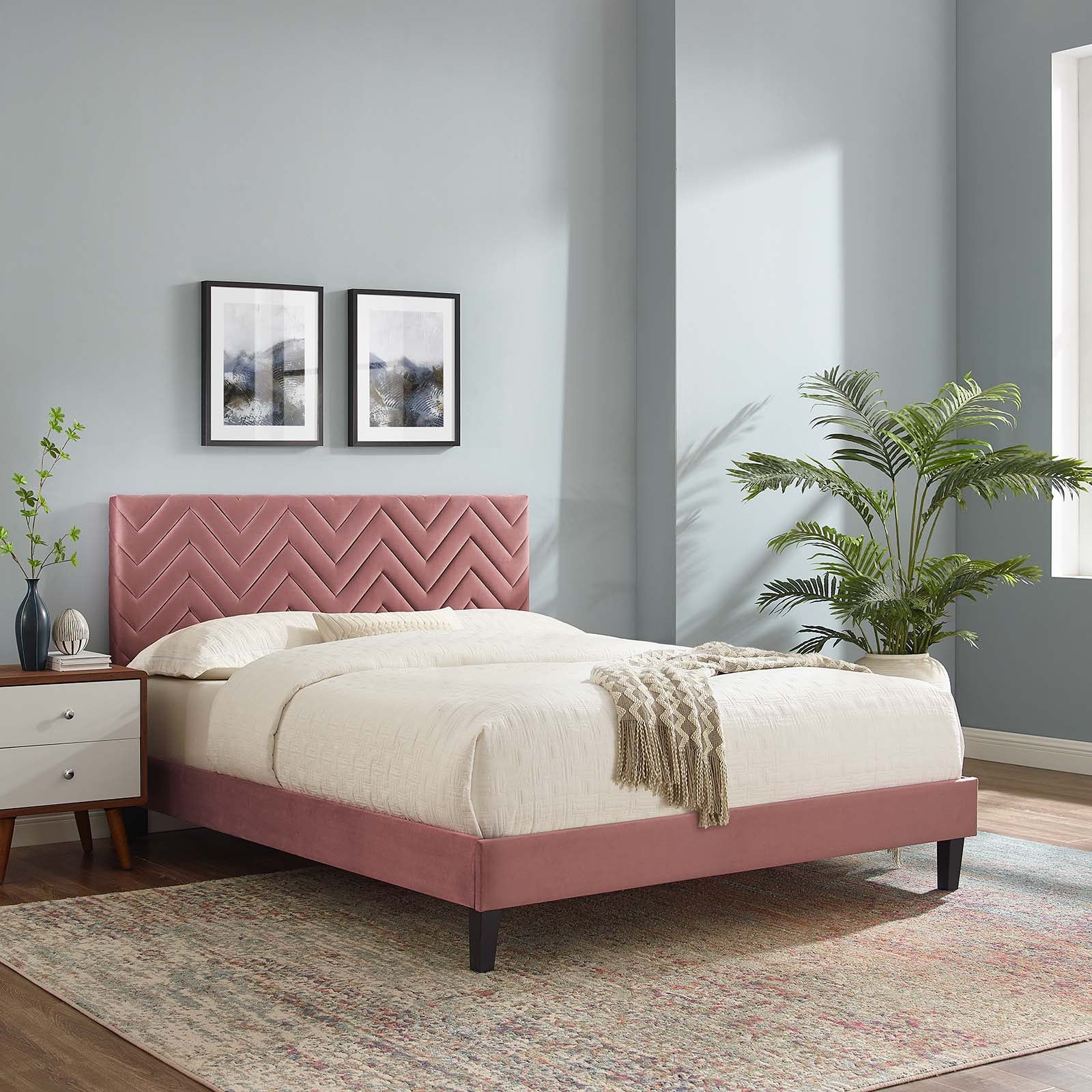 Leah Chevron Tufted Performance Velvet Twin Platform Bed By Modway - MOD-6985 - Image 16