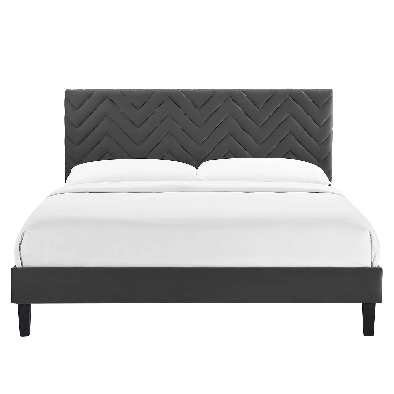 Leah Chevron Tufted Performance Velvet Twin Platform Bed By Modway - MOD-6985 - Image 4