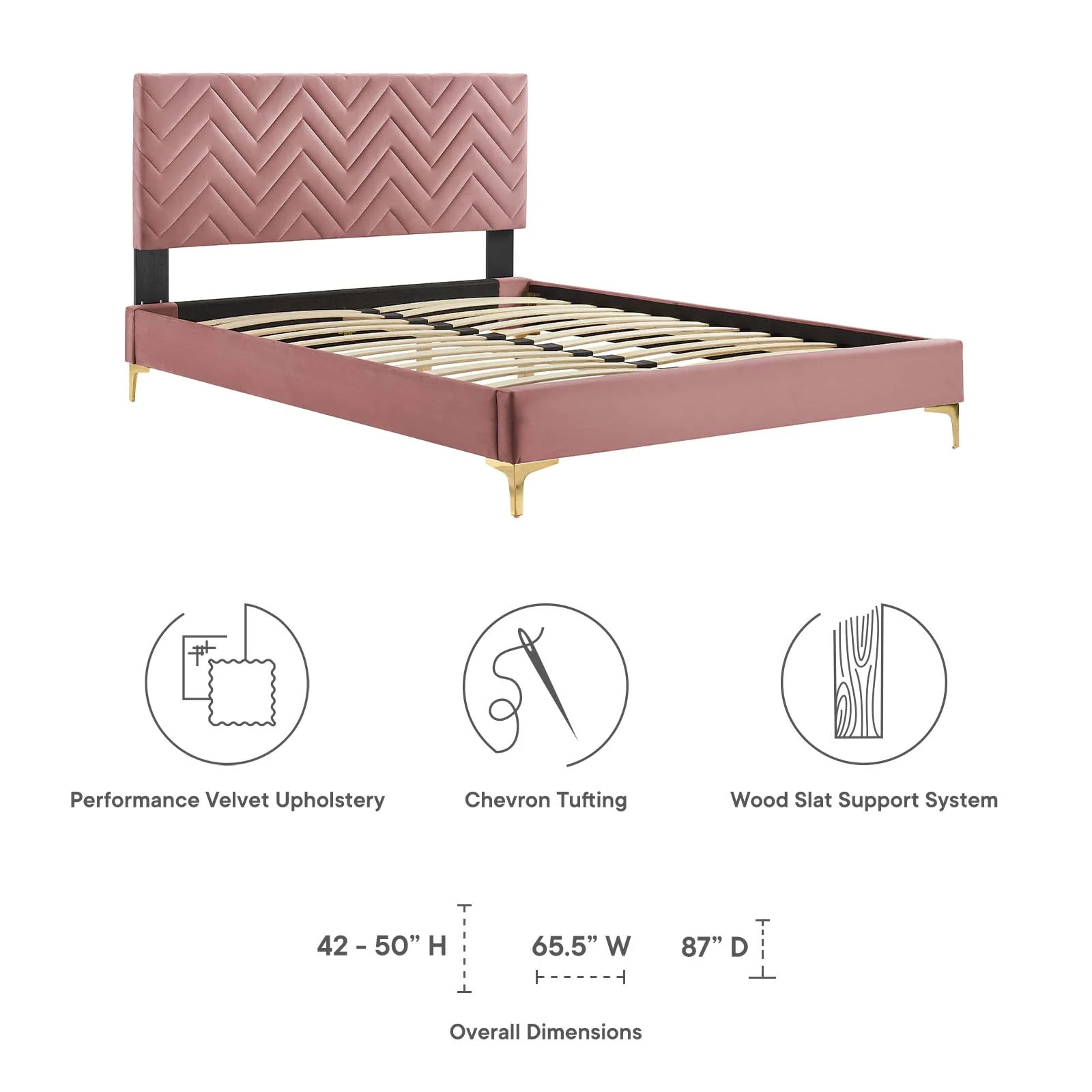 Leah Chevron Tufted Performance Velvet Twin Platform Bed By Modway - MOD-6989 - Image 14