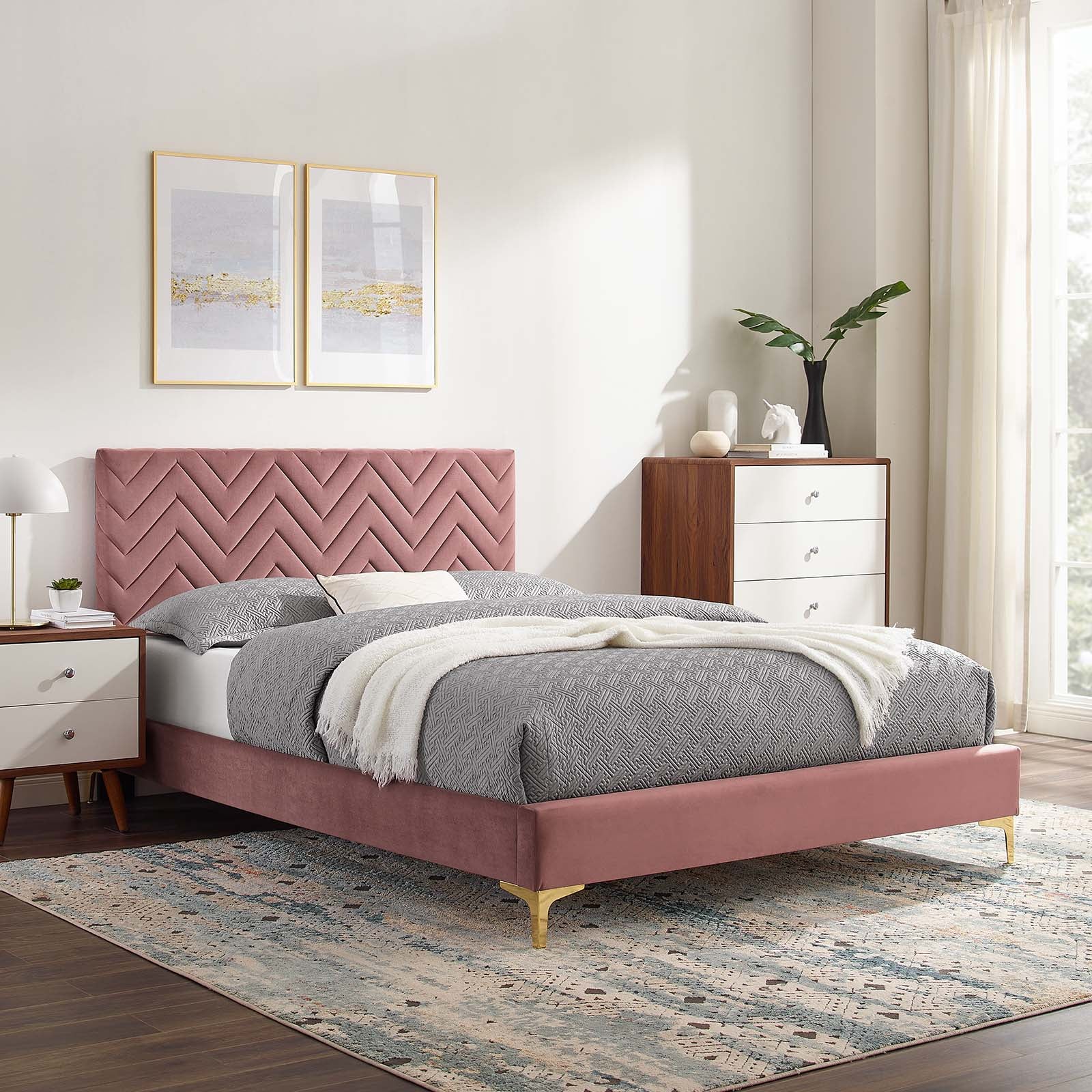 Leah Chevron Tufted Performance Velvet Twin Platform Bed By Modway - MOD-6989 - Image 16