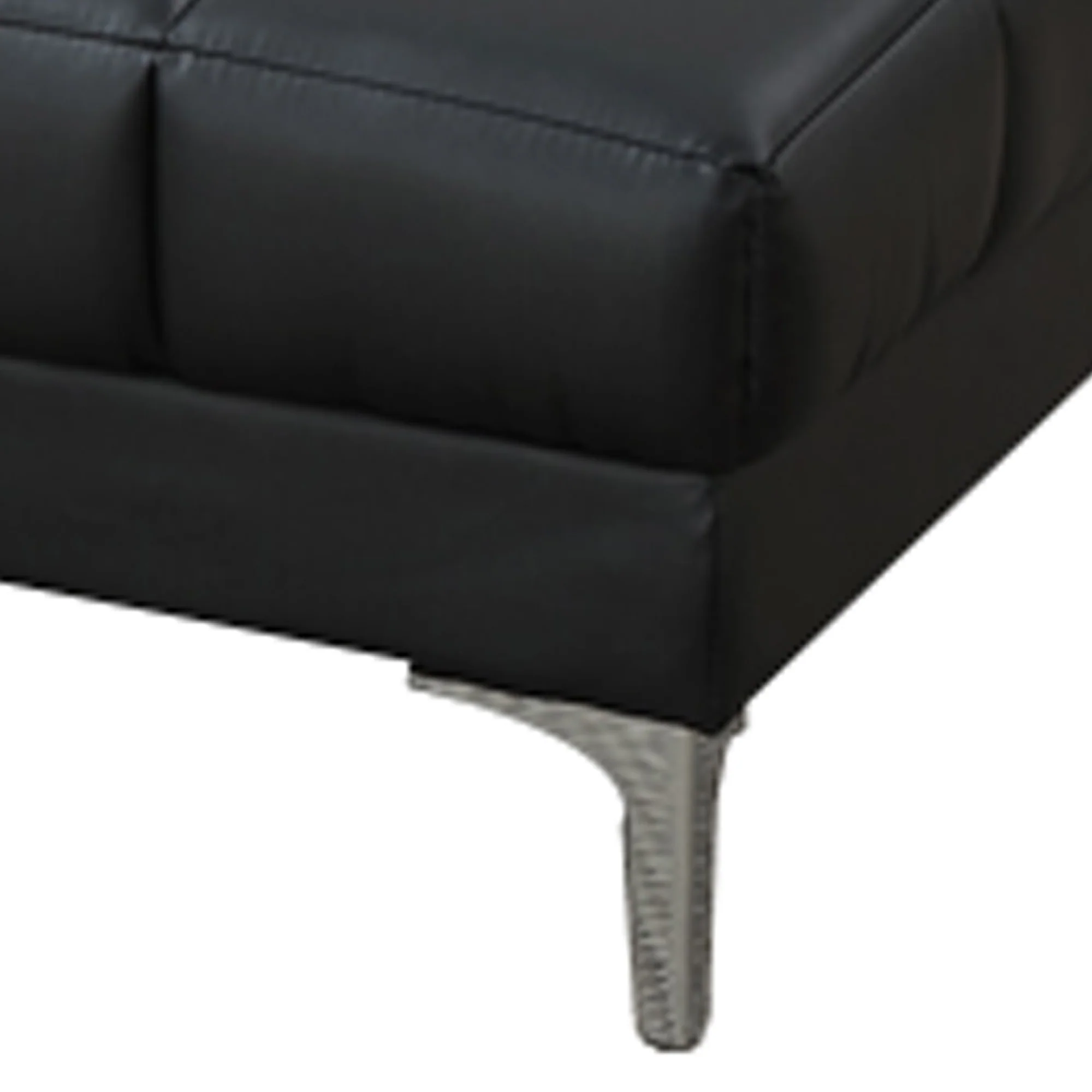 Leather Ottoman In Black By Benzara - Image 3