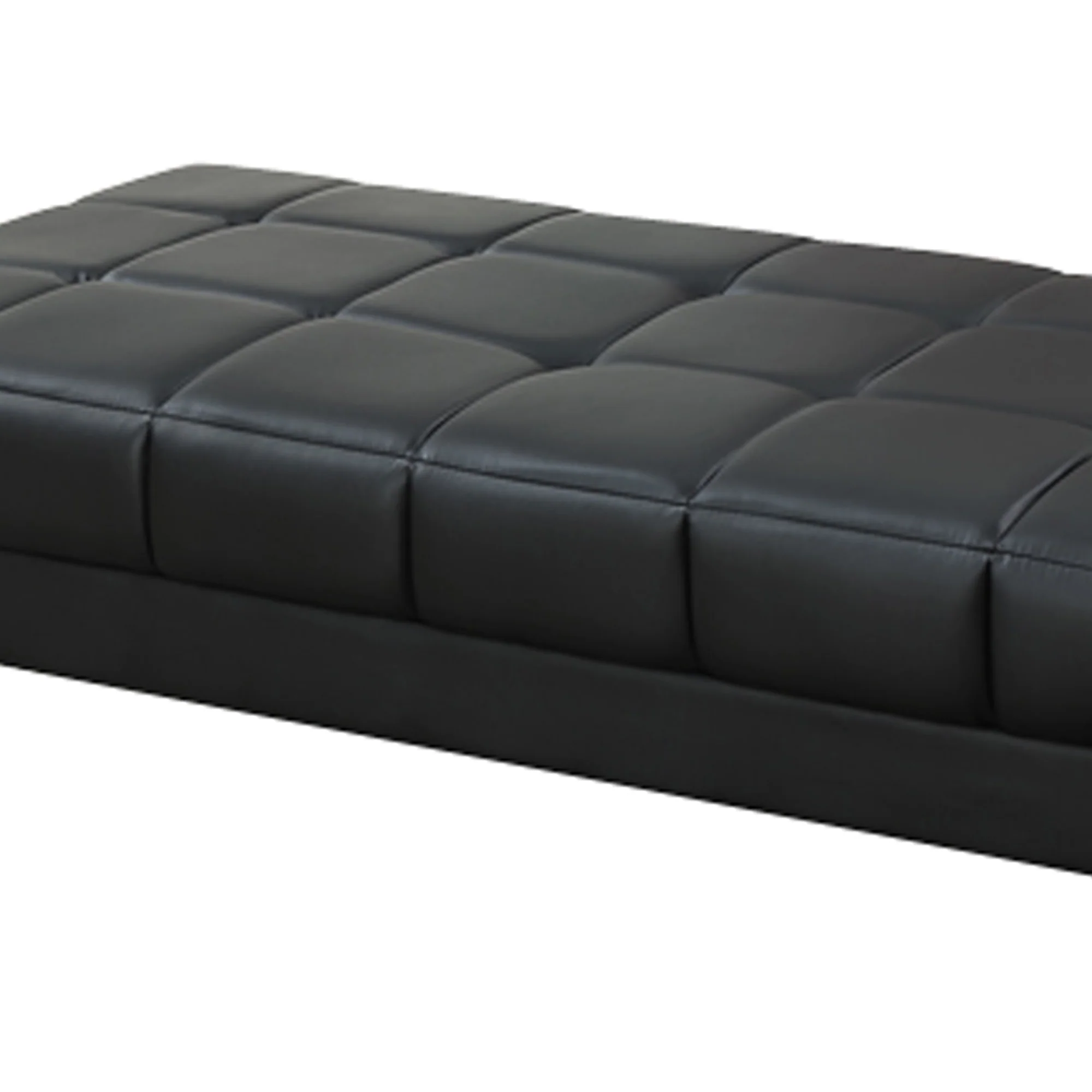 Leather Ottoman In Black By Benzara - Image 4