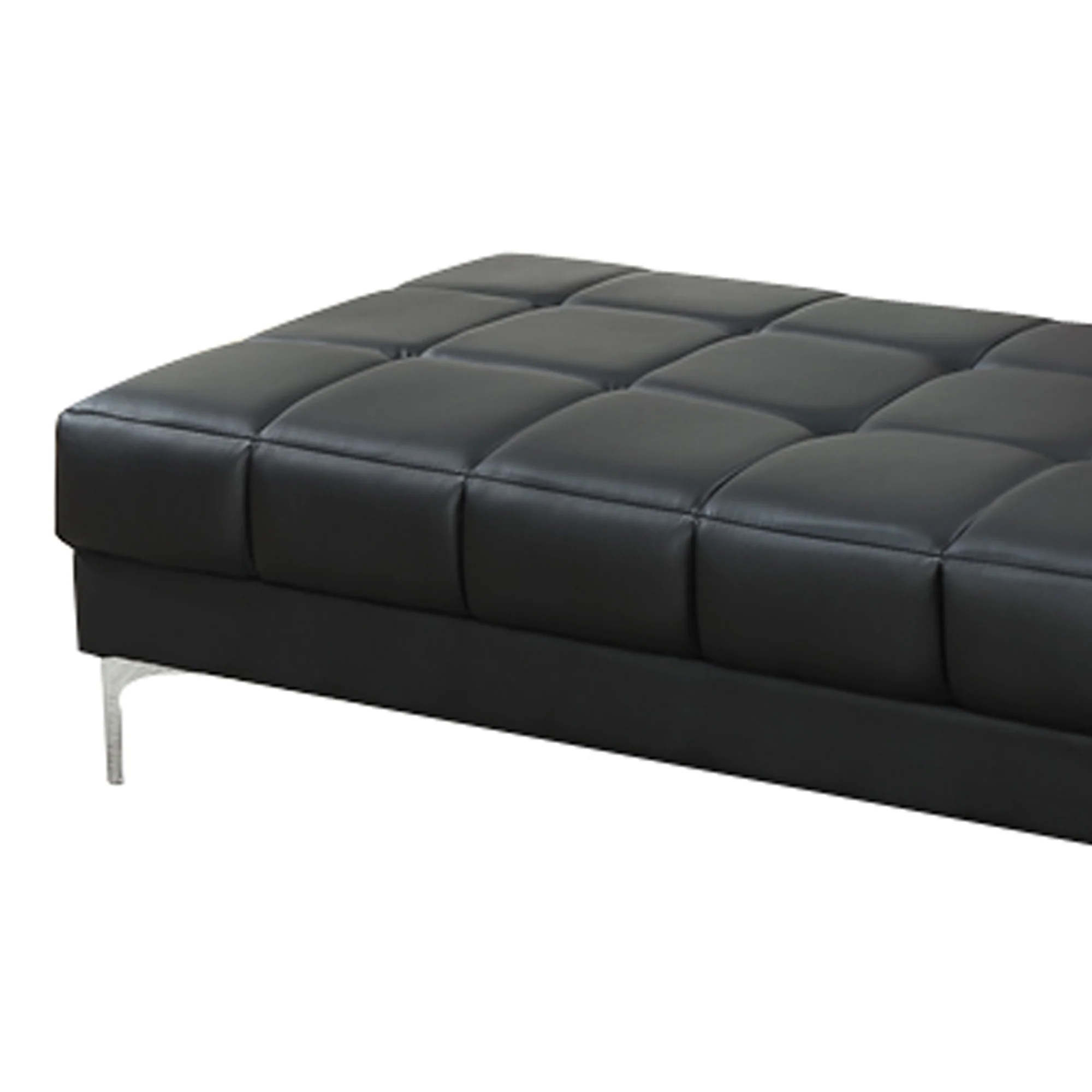 Leather Ottoman In Black By Benzara - Image 5