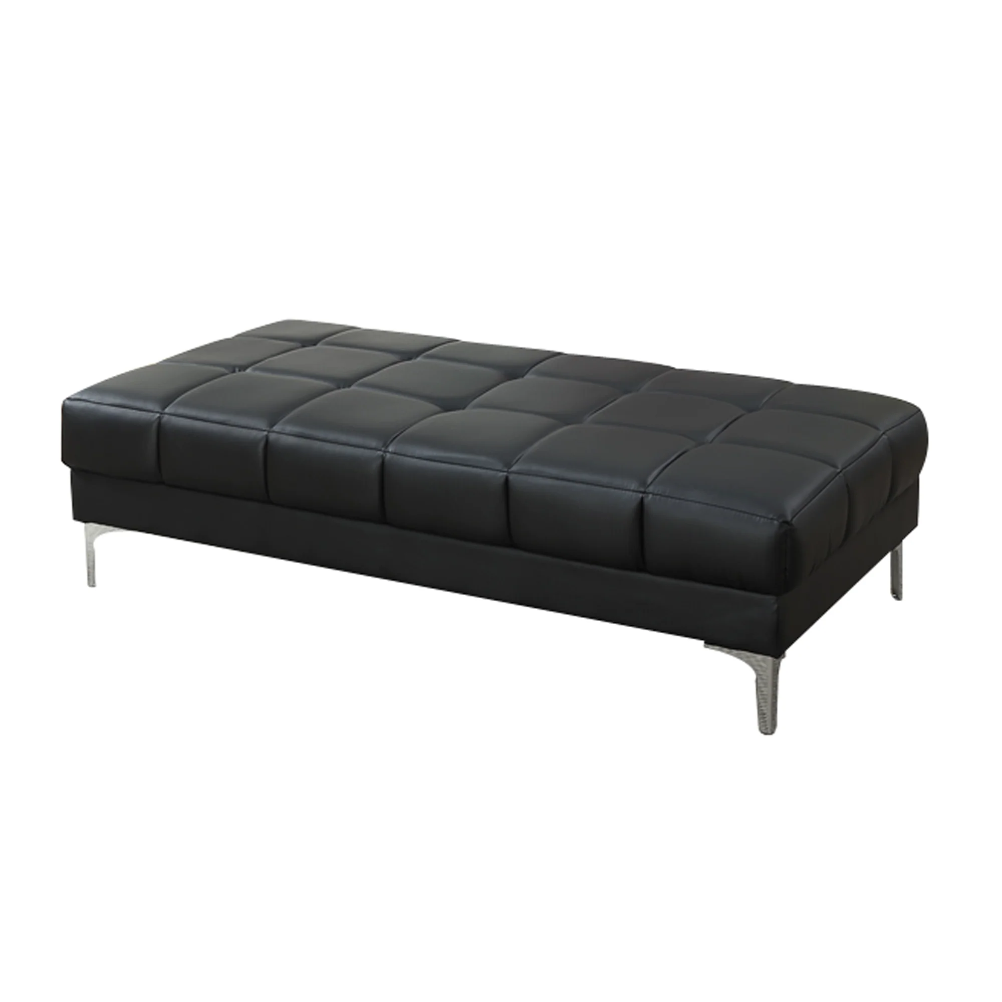 Leather Ottoman In Black By Benzara - Image 6