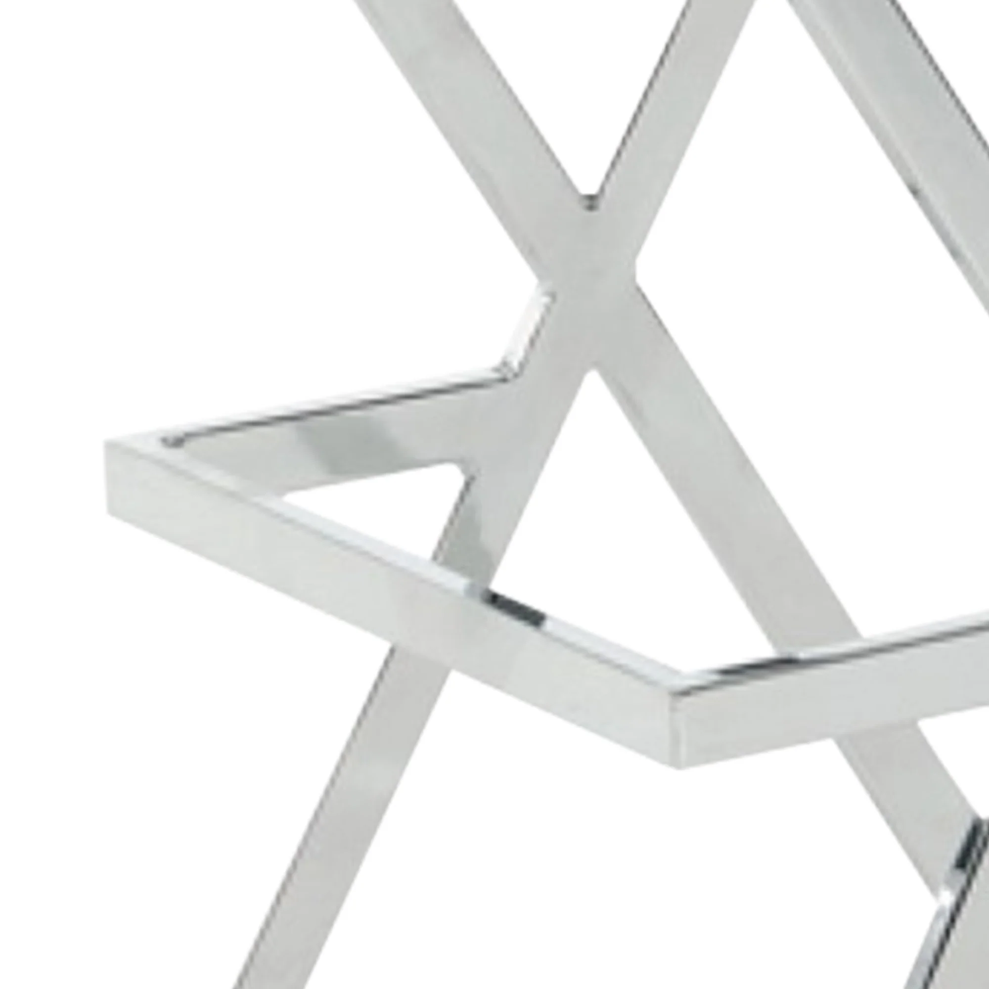 Leatherette Bar Stool with X Shape Legs, Set of 2, Black and Chrome By Benzara - Image 5