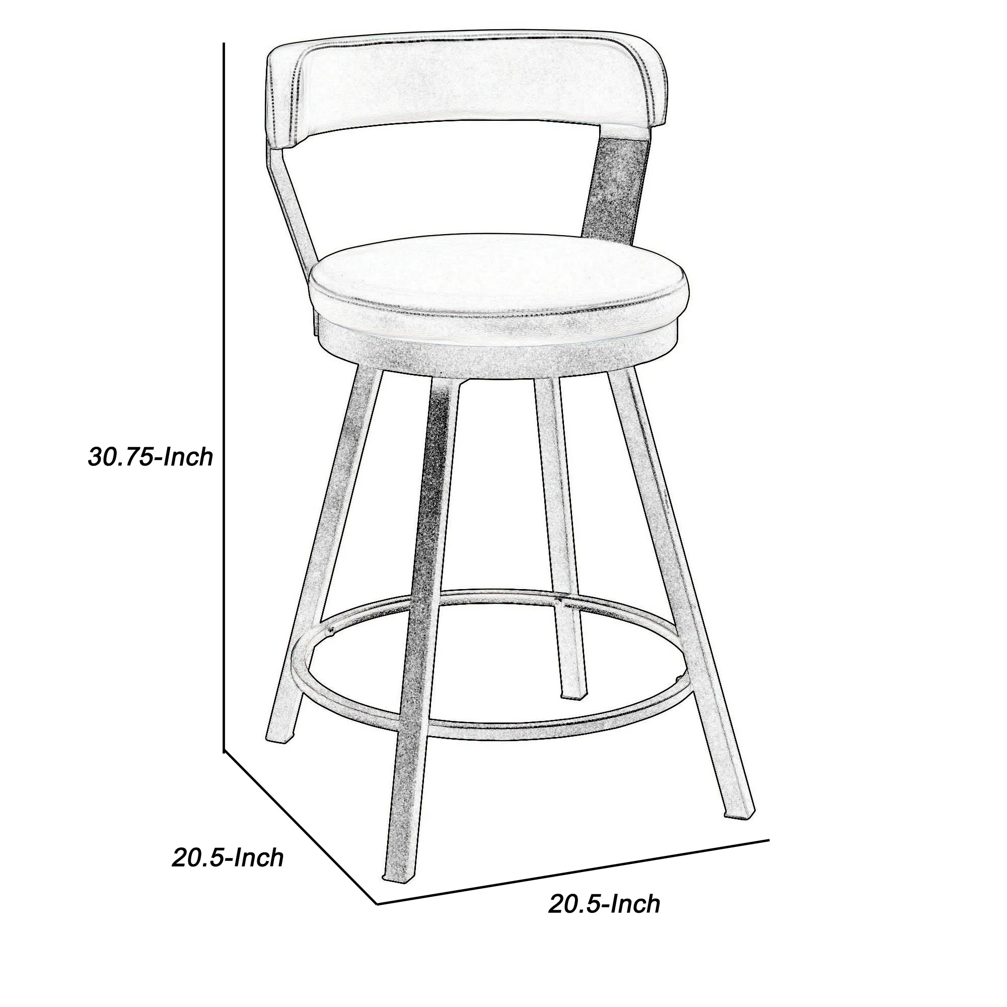Leatherette Counter Height Chair With Metal Slanted Legs, Set Of 2, Gray By Benzara - Image 2