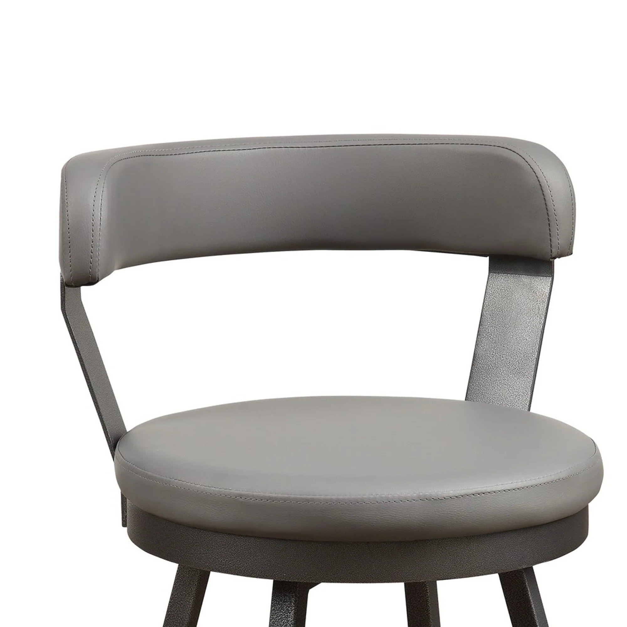 Leatherette Counter Height Chair With Metal Slanted Legs, Set Of 2, Gray By Benzara - Image 3