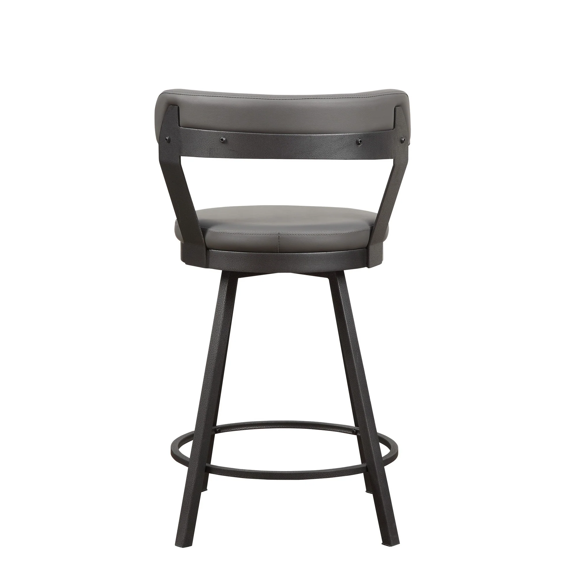 Leatherette Counter Height Chair With Metal Slanted Legs, Set Of 2, Gray By Benzara - Image 5