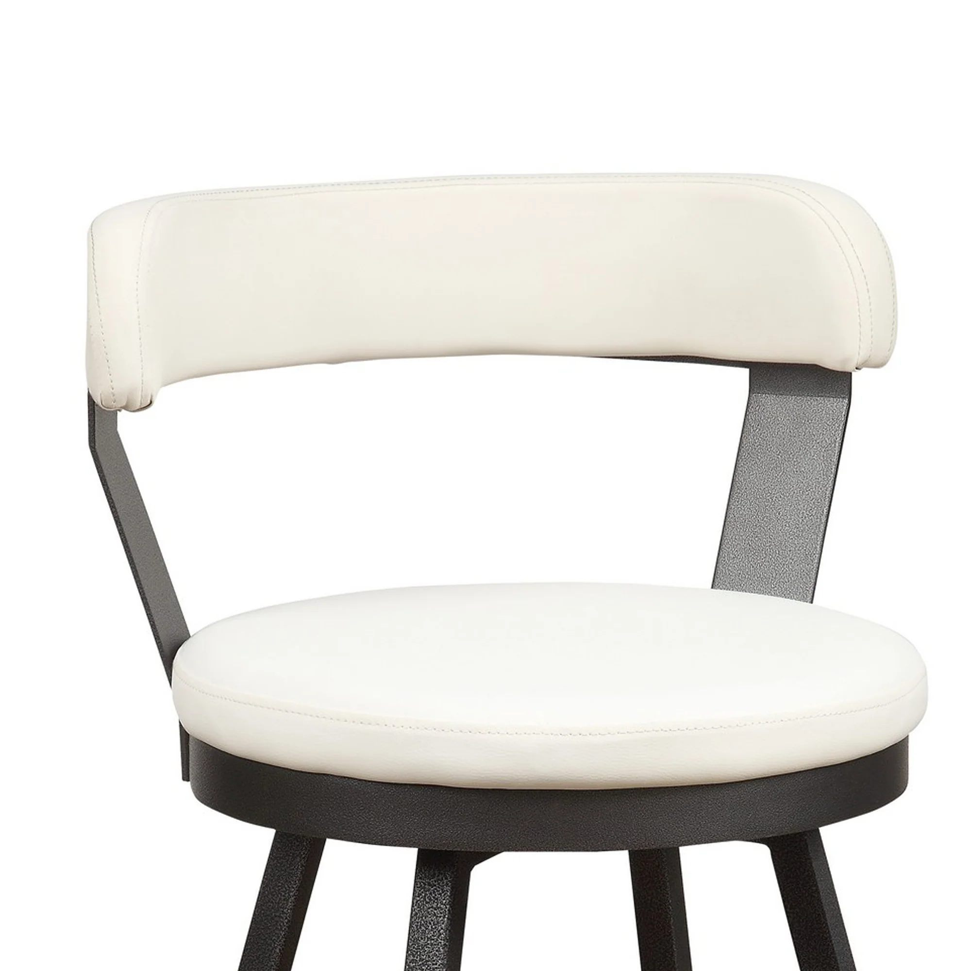 Leatherette Counter Height Chair With Metal Slanted Legs, Set Of 2, White By Benzara - Image 3