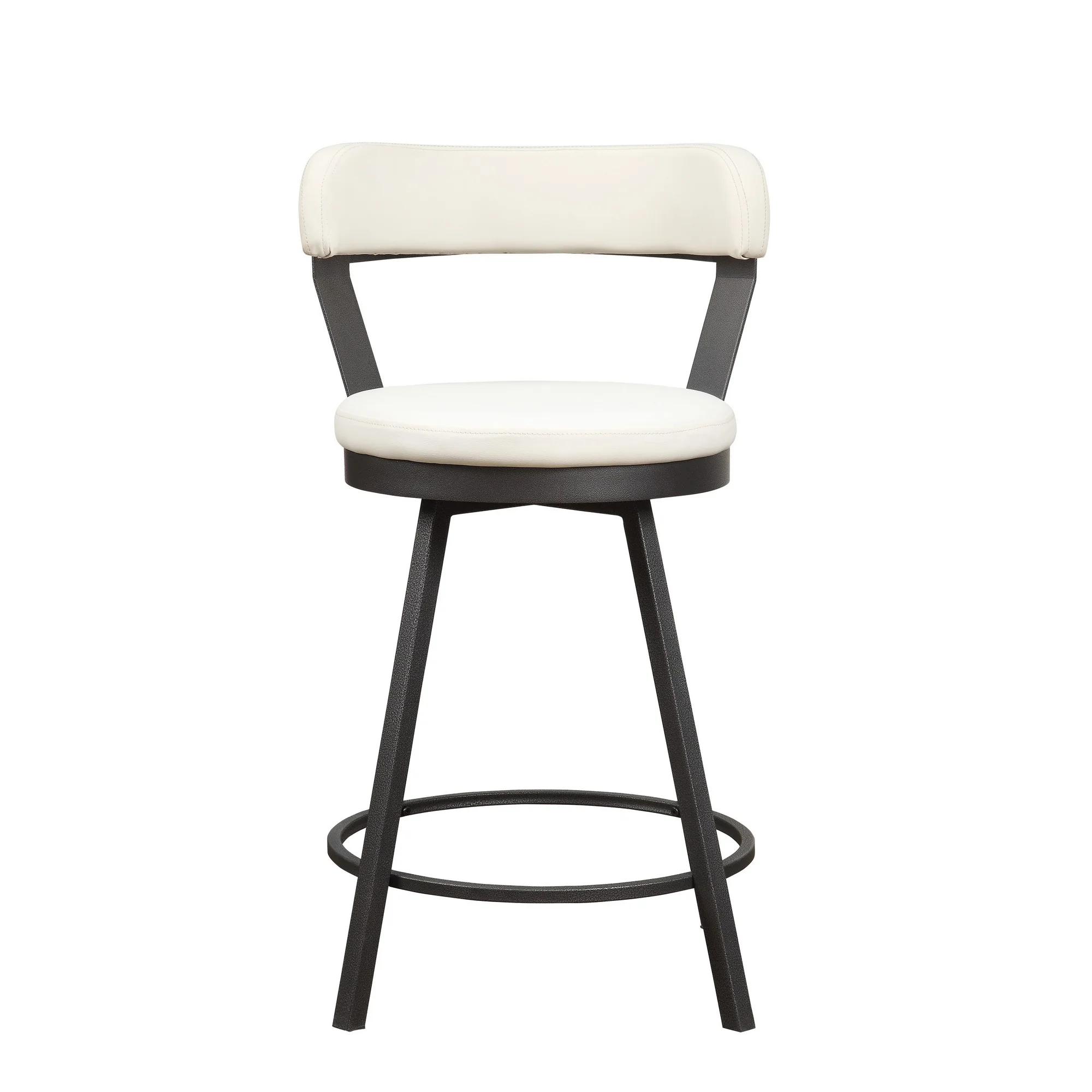 Leatherette Counter Height Chair With Metal Slanted Legs, Set Of 2, White By Benzara - Image 4