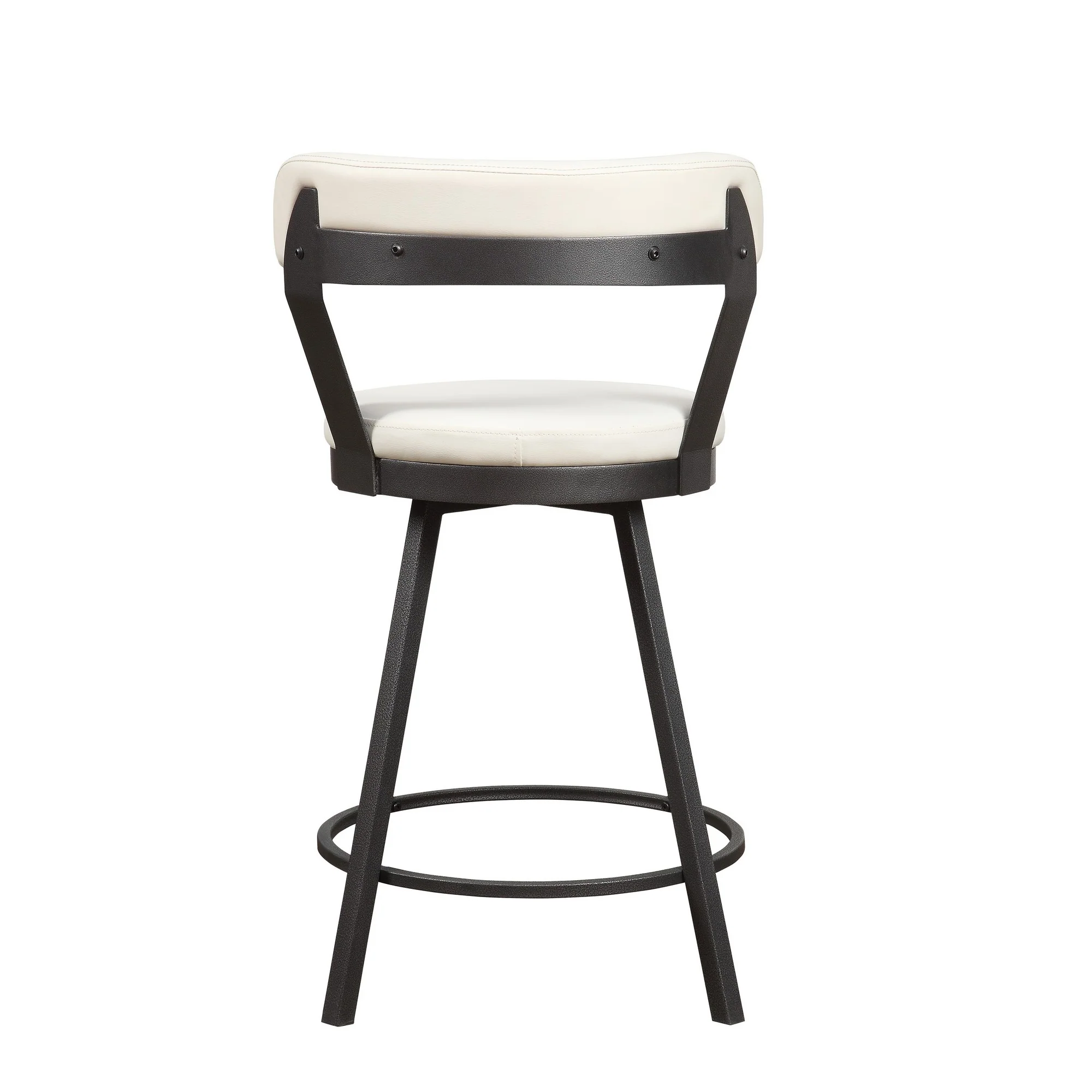 Leatherette Counter Height Chair With Metal Slanted Legs, Set Of 2, White By Benzara - Image 5
