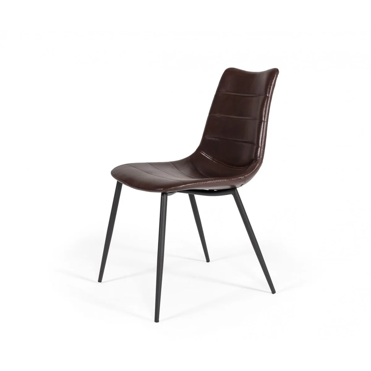Leatherette Dining Chair With Horizontal Stitching Set Of 2 Brown By Benzara - Image 2
