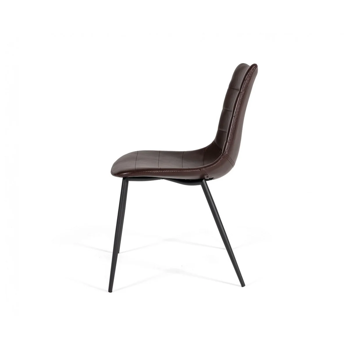 Leatherette Dining Chair With Horizontal Stitching Set Of 2 Brown By Benzara - Image 3