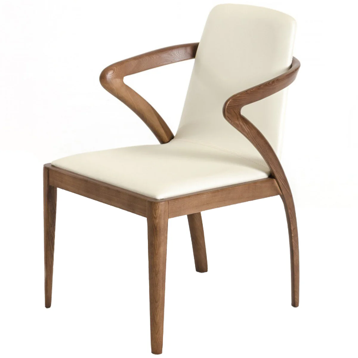 Leatherette Dining Chair with Long Tilted Back, Set of 2, Brown and Gray By Benzara - Image 2